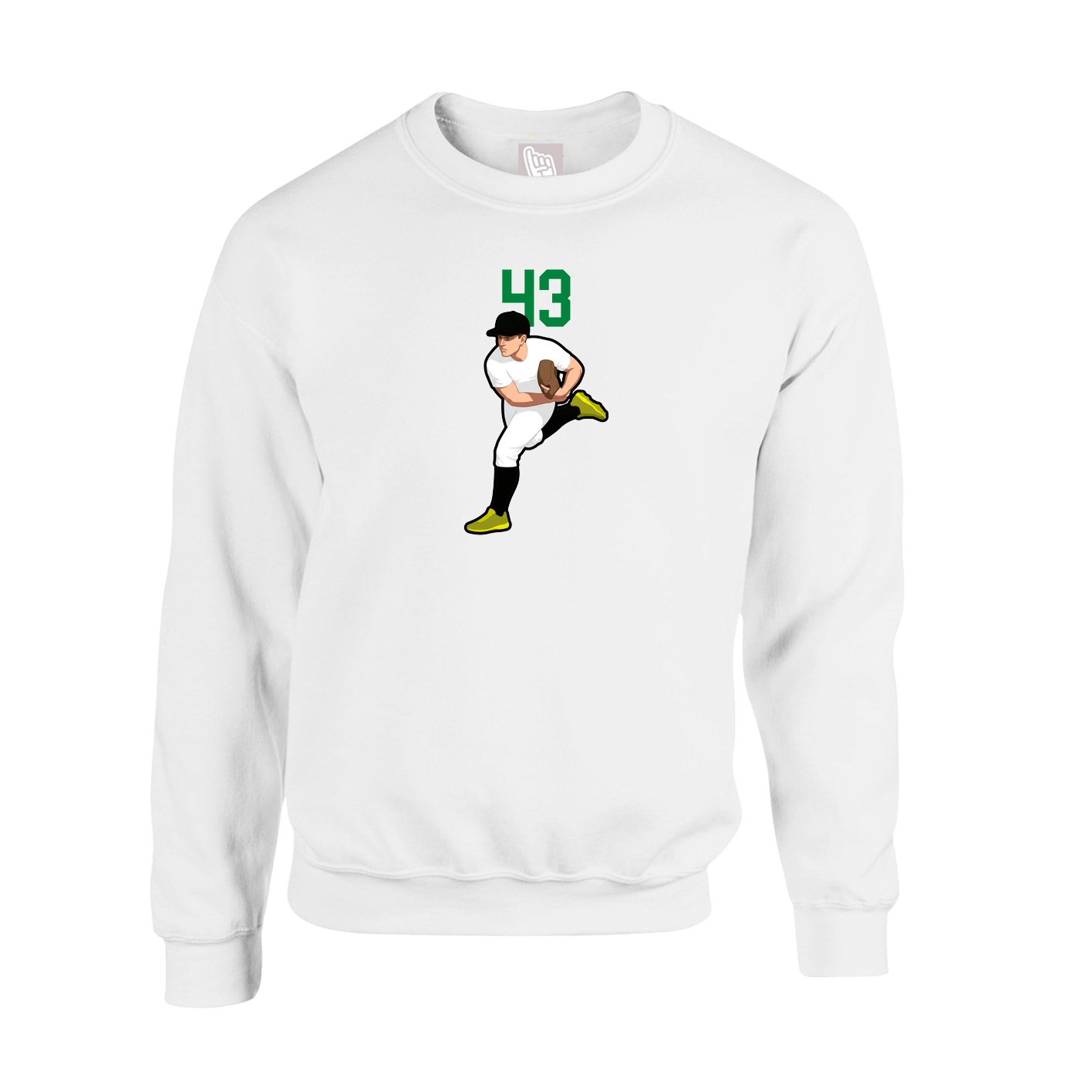 Fleece Crew — Number Top in White