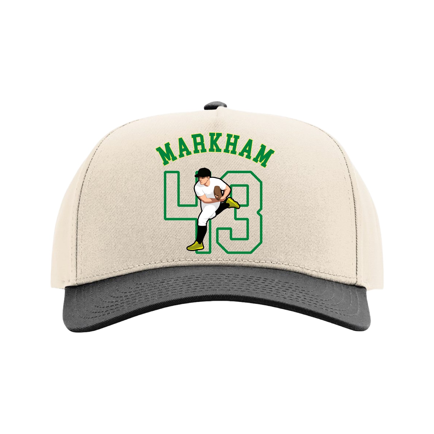 Full Fabric Five-Panel Champ Cap — Shirsey Arch in Cream/Black