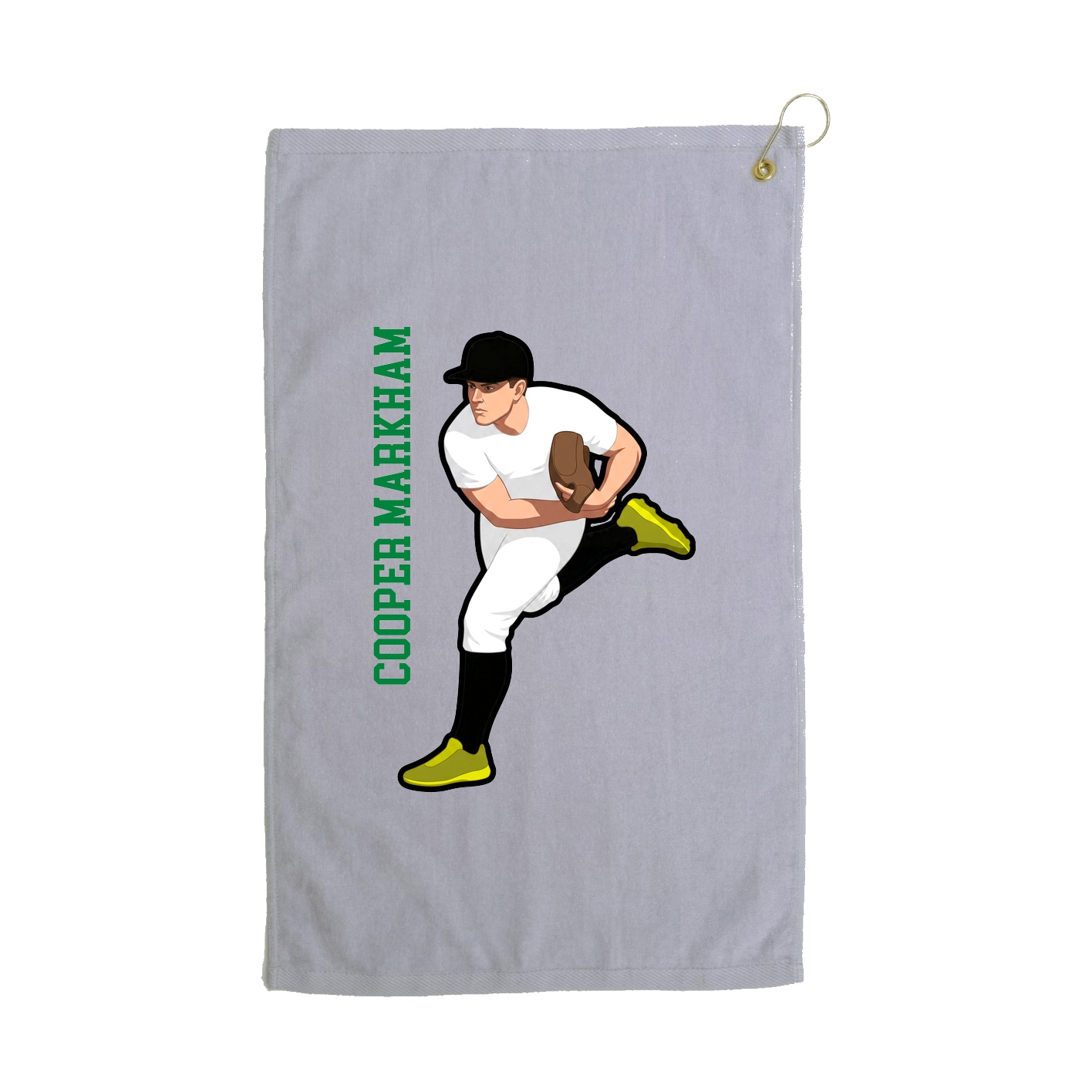 Golf Towel — Name Vertical in Grey