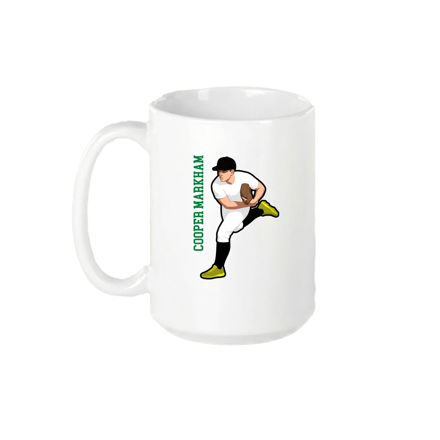 15oz Coffee Mug — Name Vertical in White
