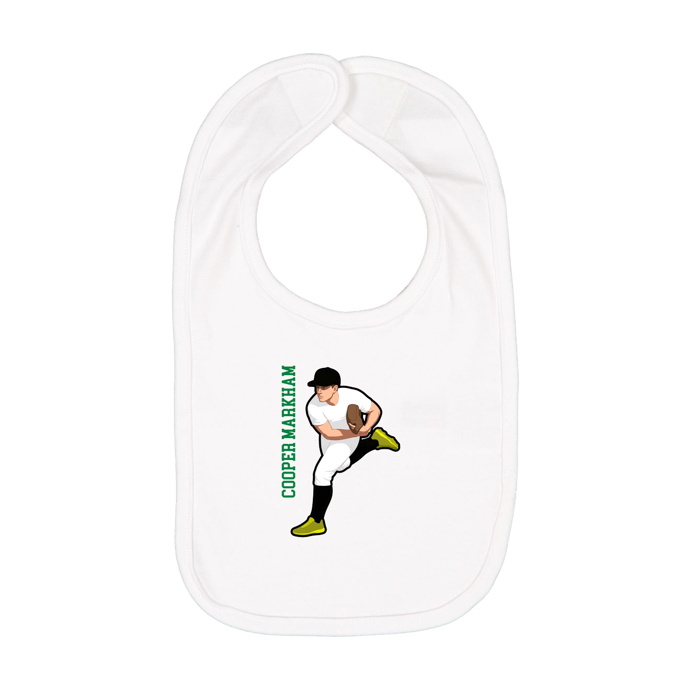 Infant Bib — Name Vertical in White