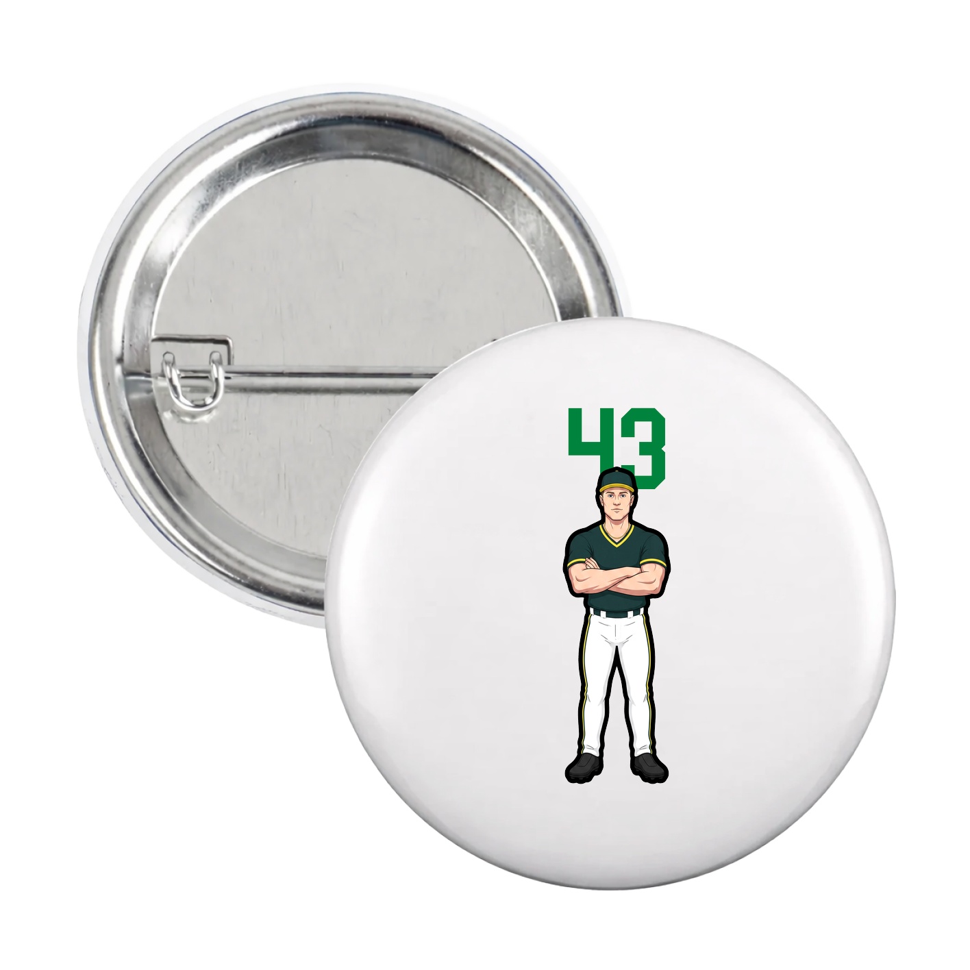 Game Day Button — Number Top in White