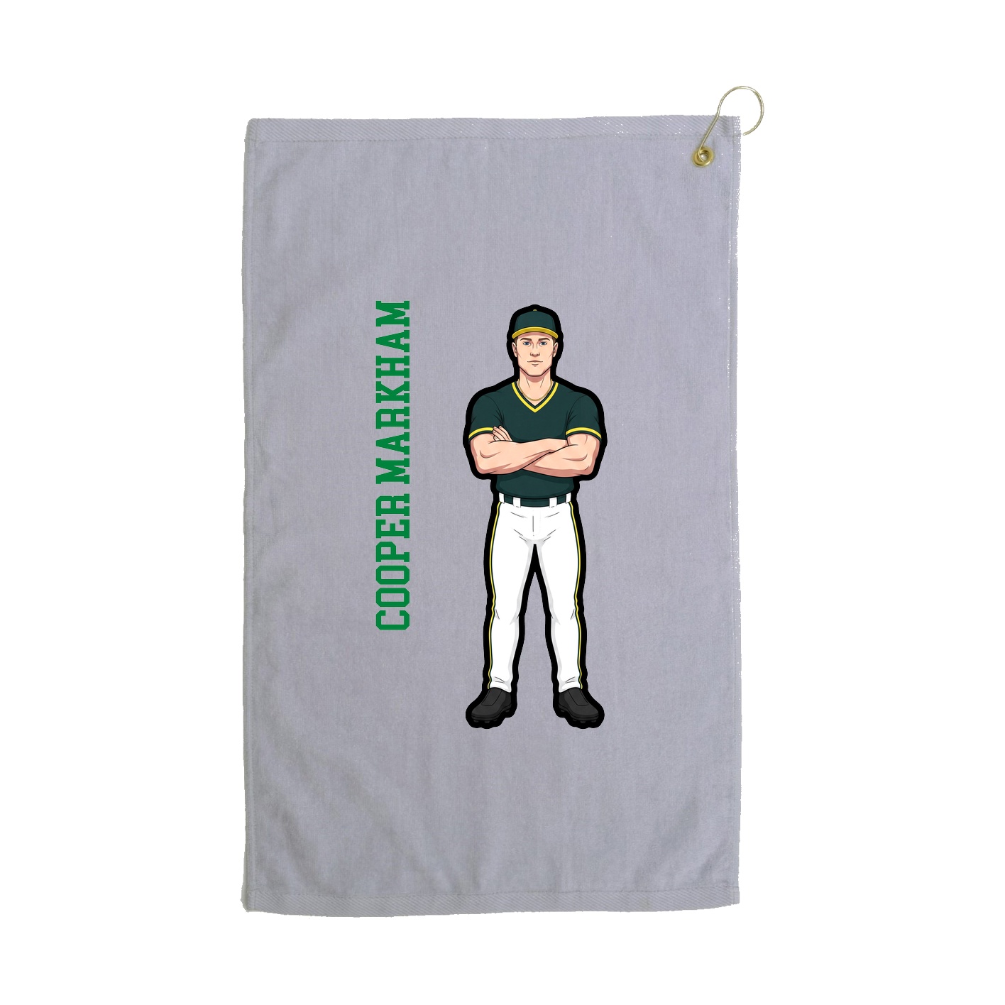 Golf Towel — Name Vertical in Grey