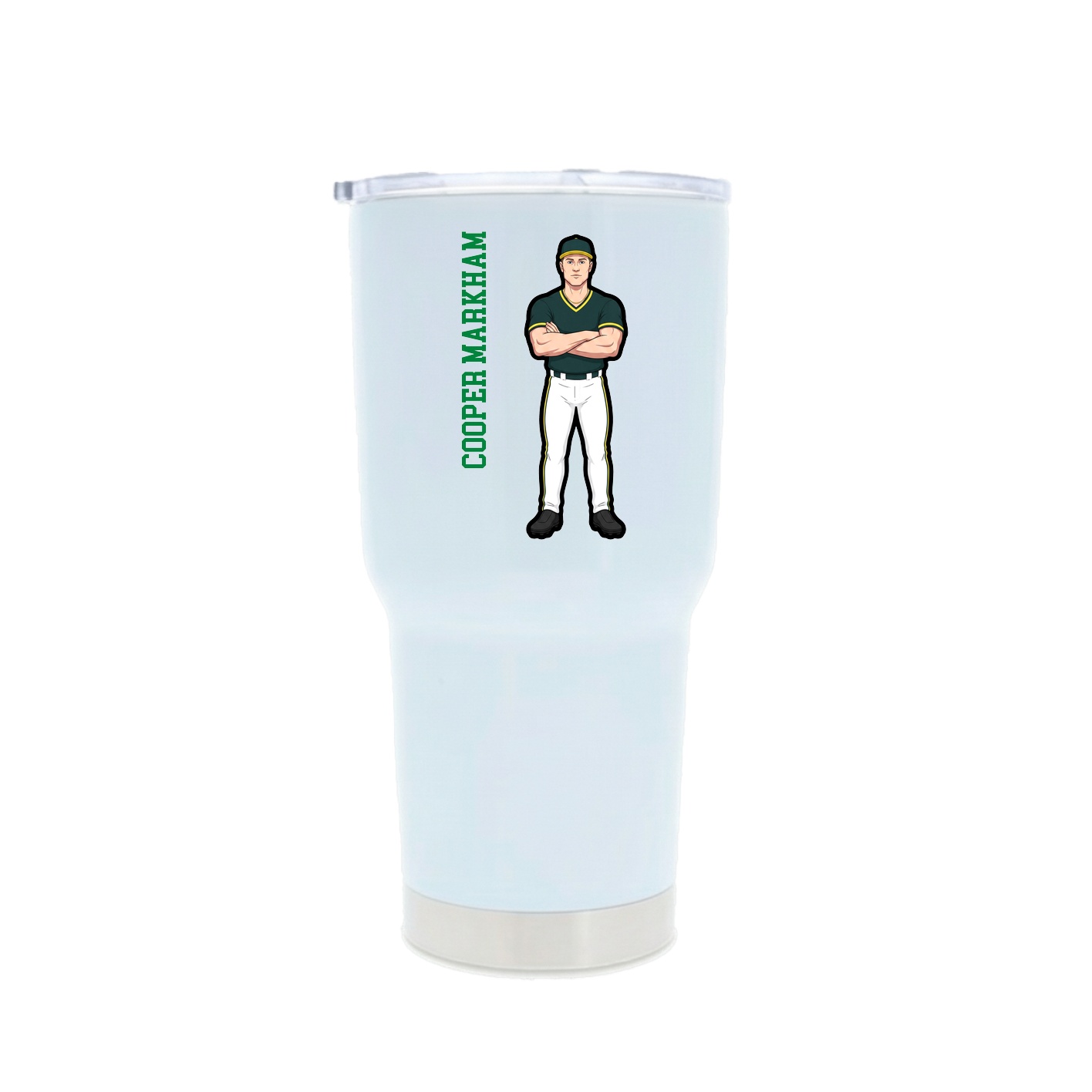 30oz Stainless Steel Tumbler — Name Vertical in White