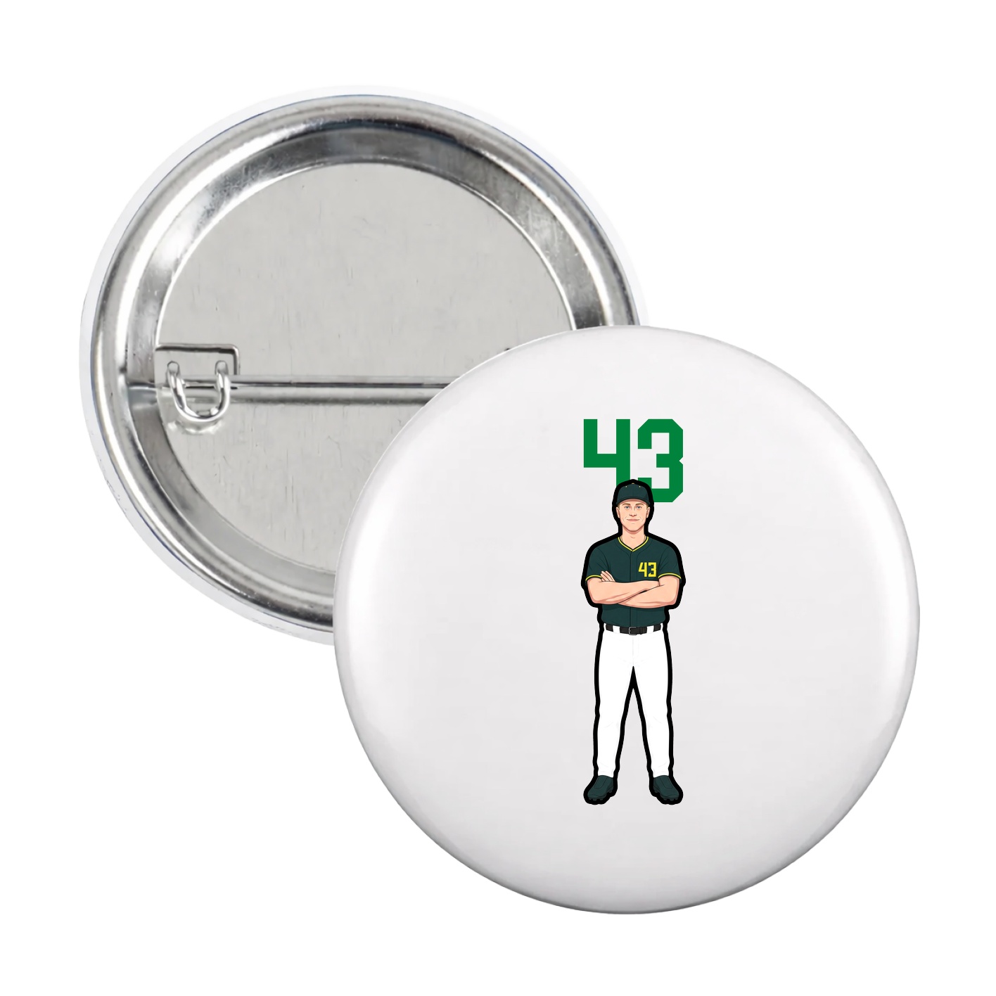 Game Day Button — Number Top in White