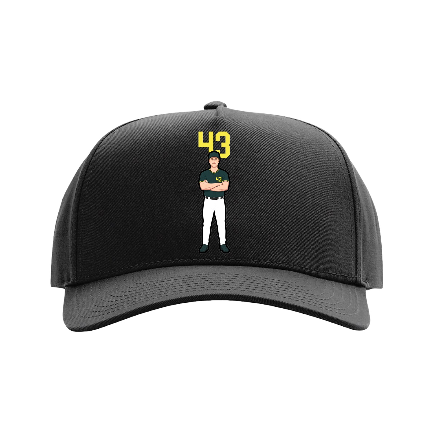 Full Fabric Five-Panel Champ Cap — Number Top in Black