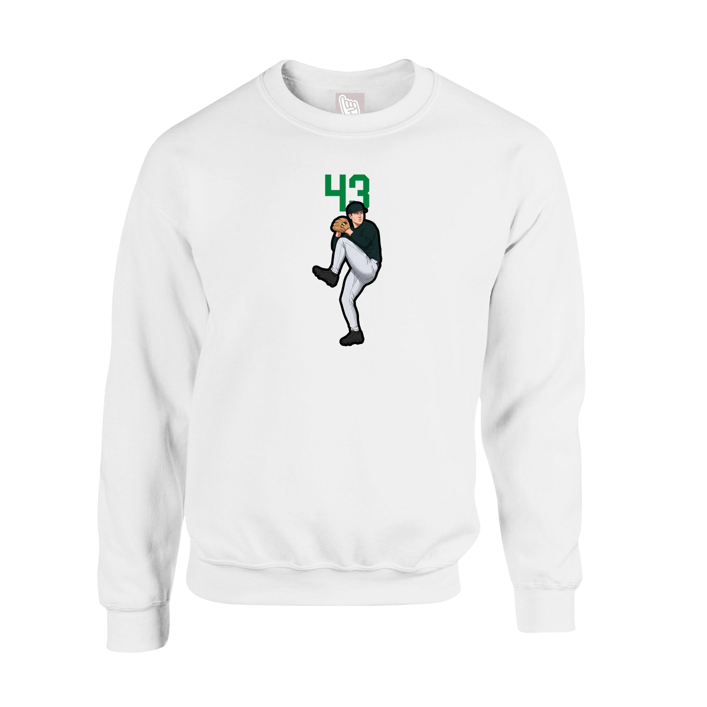 Fleece Crew — Number Top in White