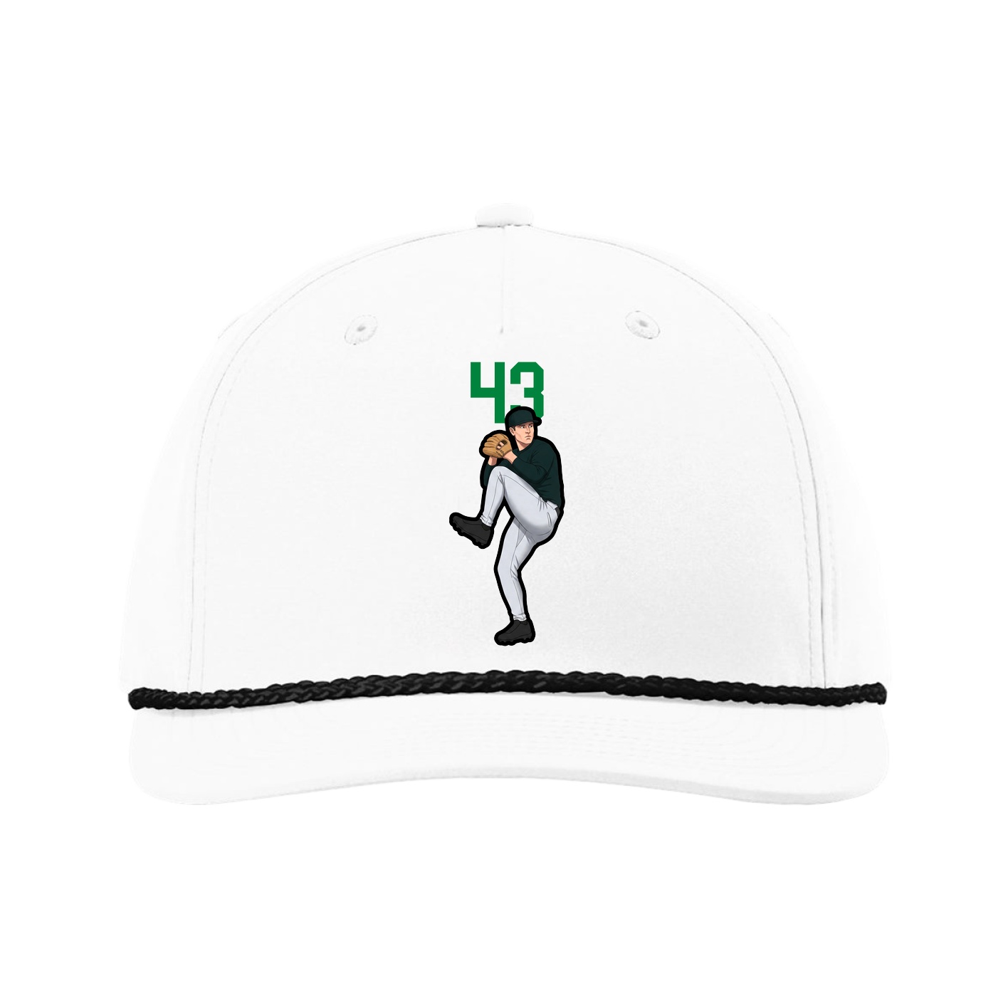 Five-Panel Classic Rope Cap — Number Top in White