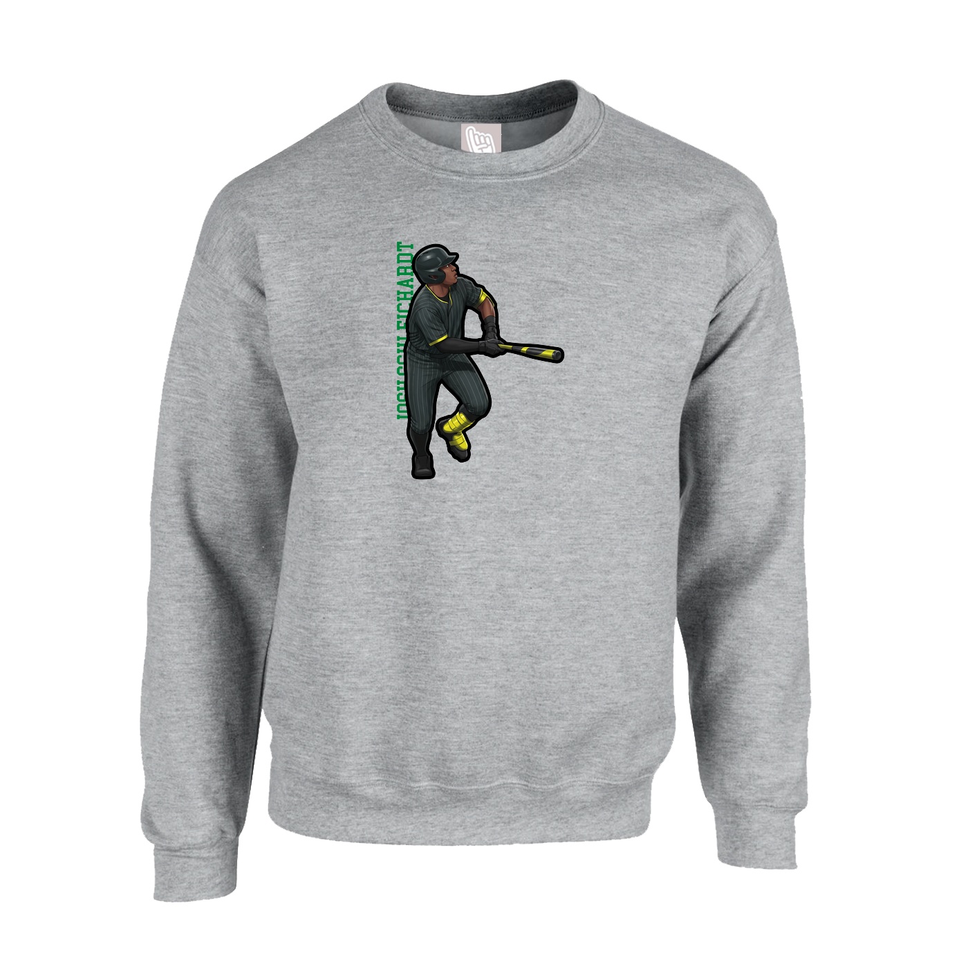 Fleece Crew — Name Vertical in Grey