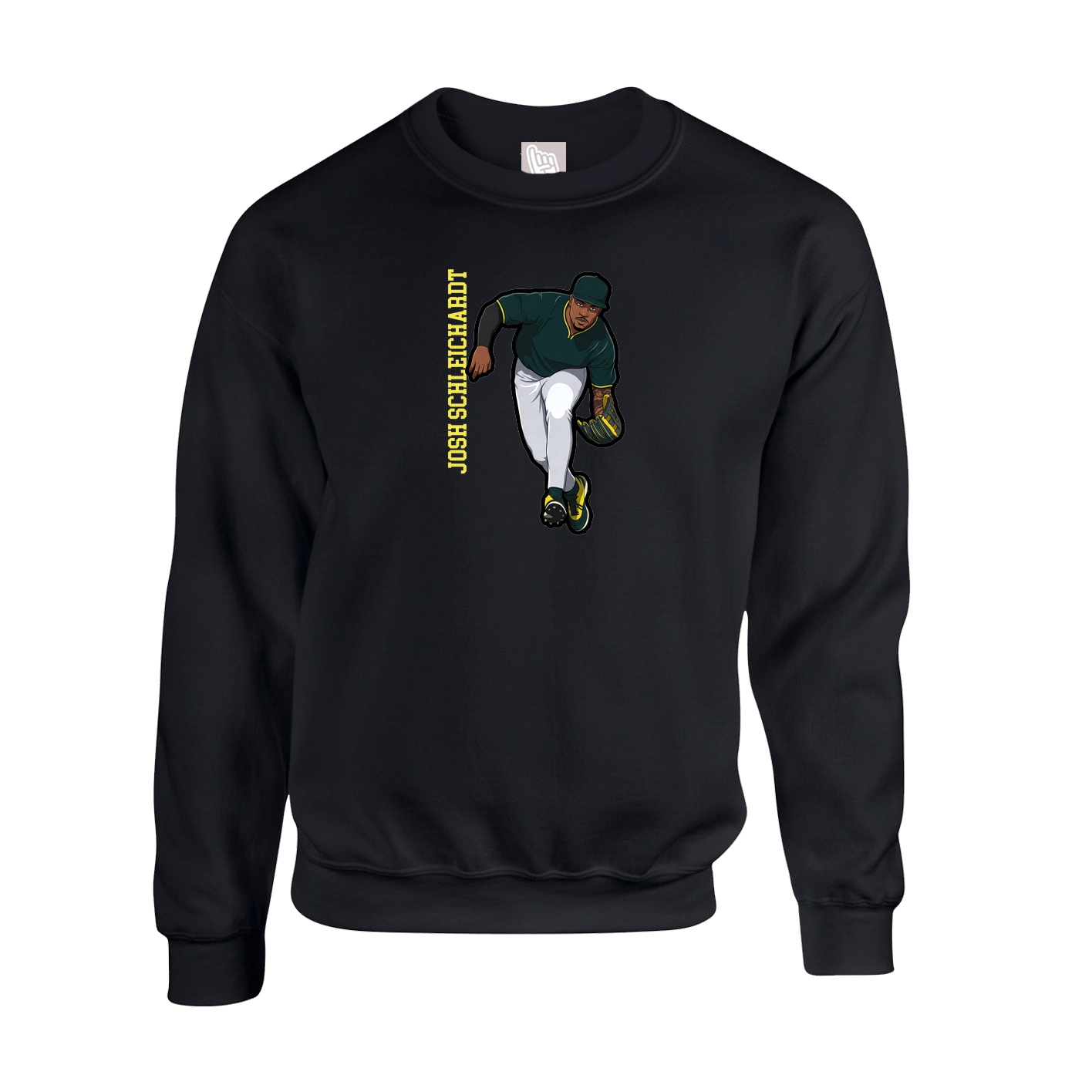 Fleece Crew — Name Vertical in Black