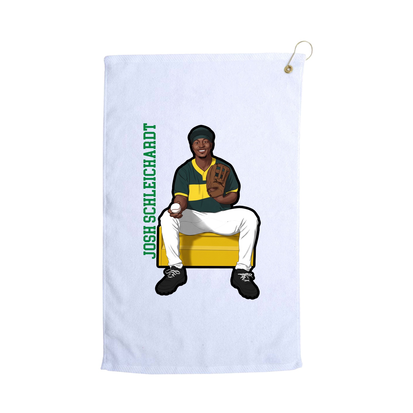 Golf Towel — Name Vertical in White
