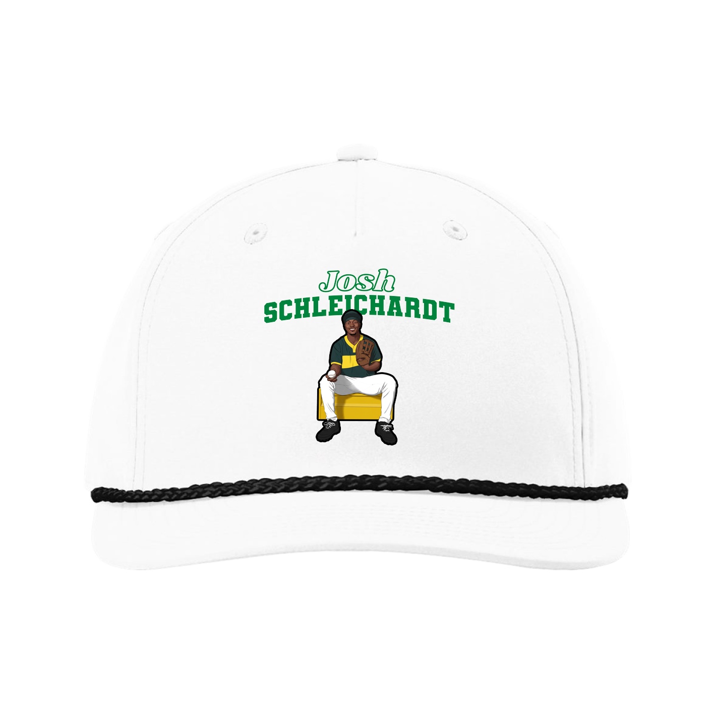 Five-Panel Classic Rope Cap — Name Arch in White
