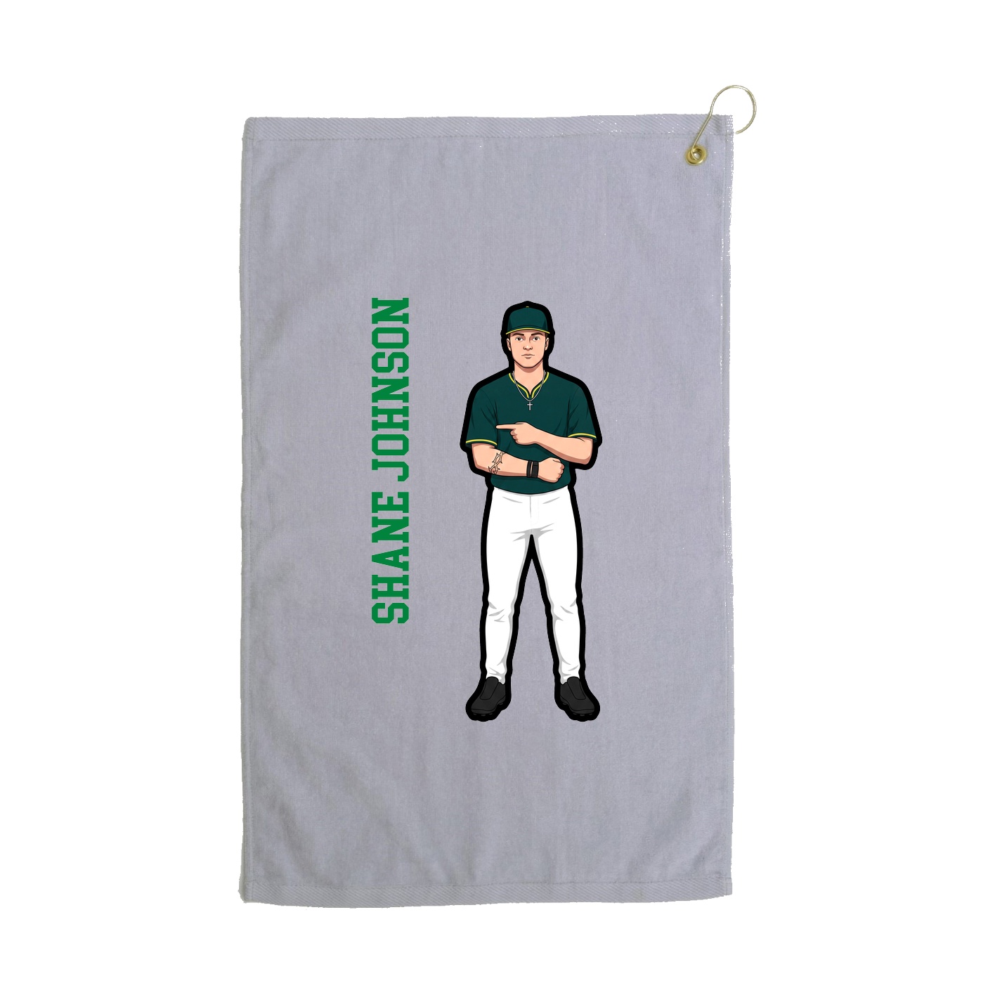 Golf Towel — Name Vertical in Grey