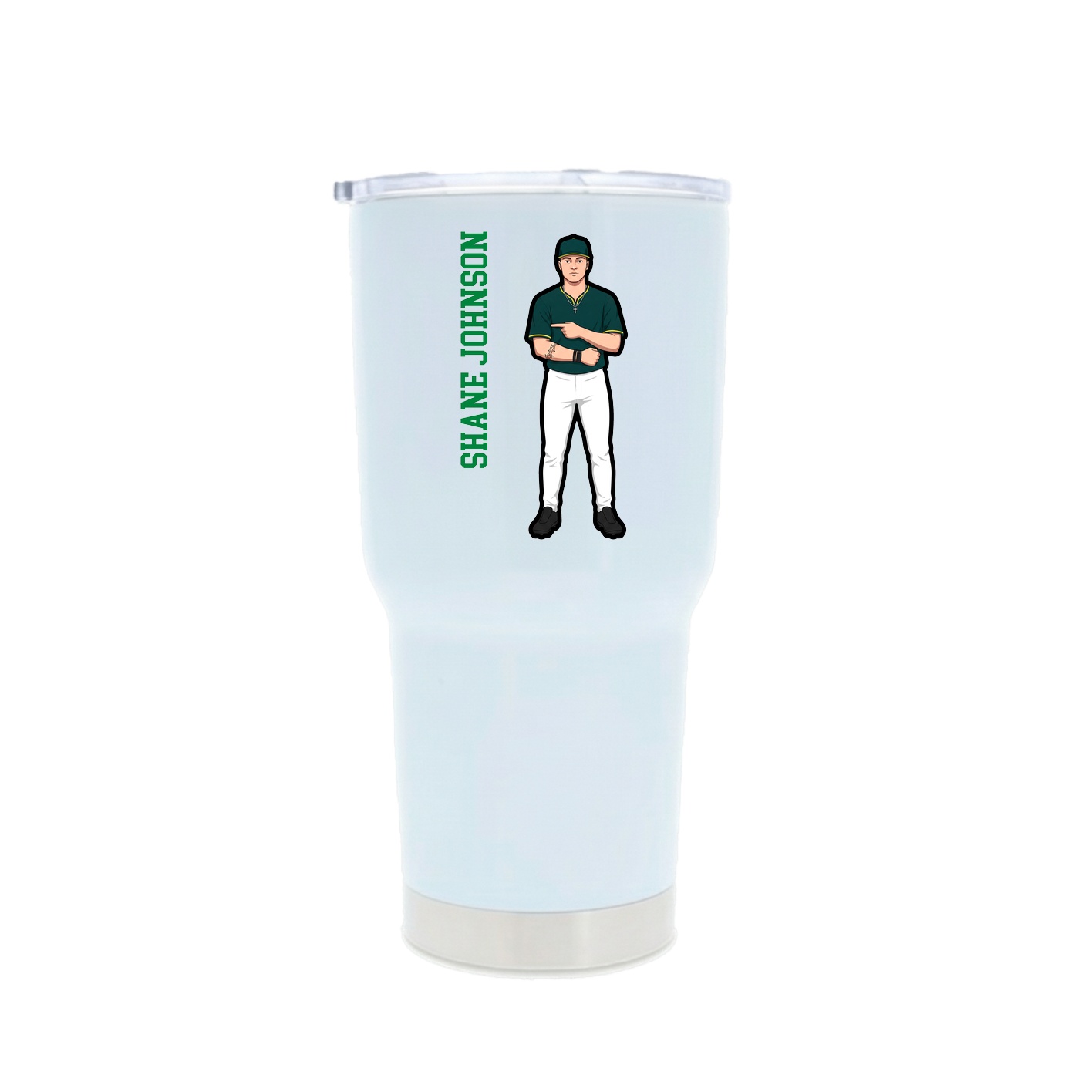30oz Stainless Steel Tumbler — Name Vertical in White