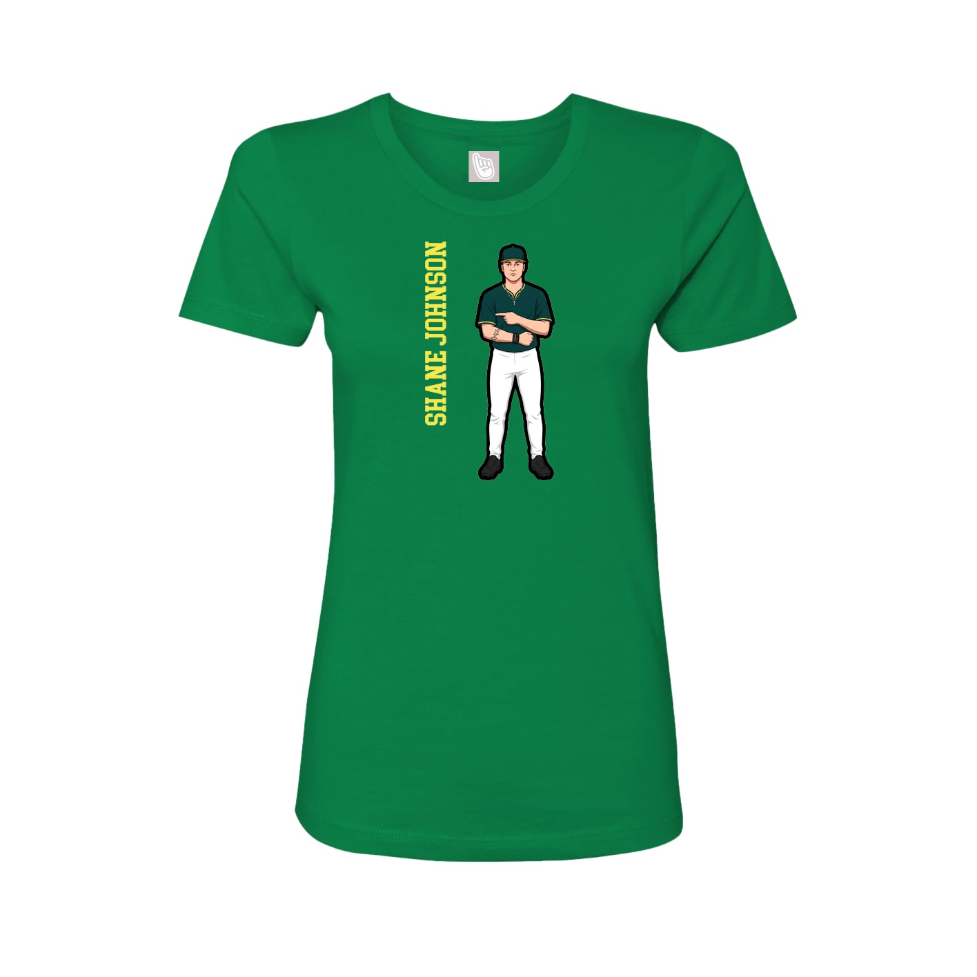 Fitted Women's Tee — Name Vertical in Green