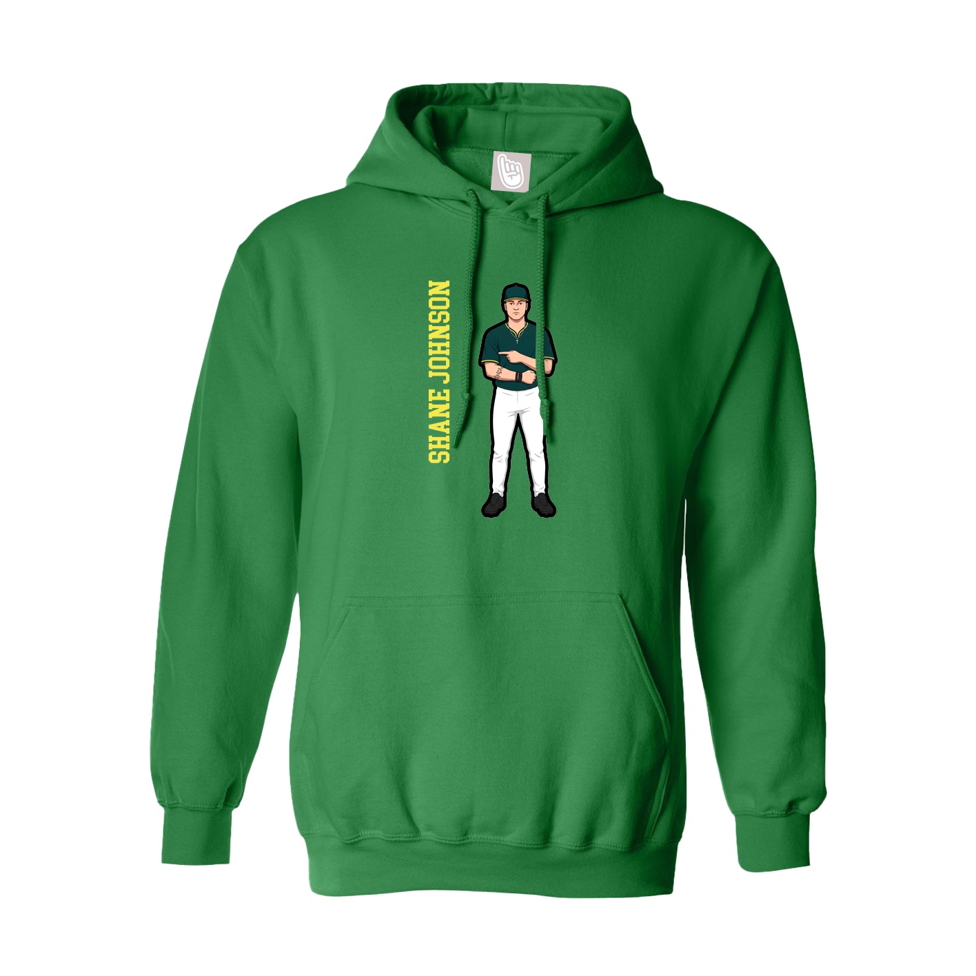 Hoodie — Name Vertical in Green