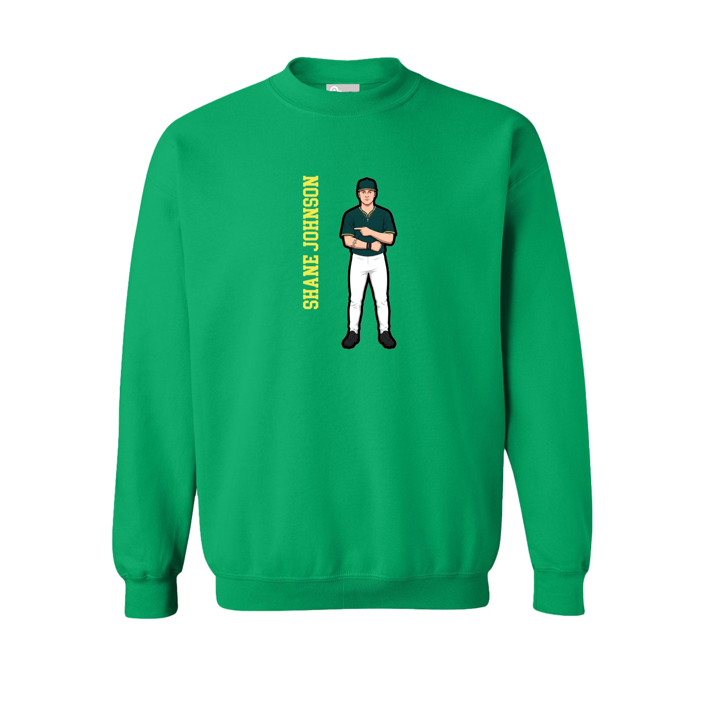 Fleece Crew — Name Vertical in Green