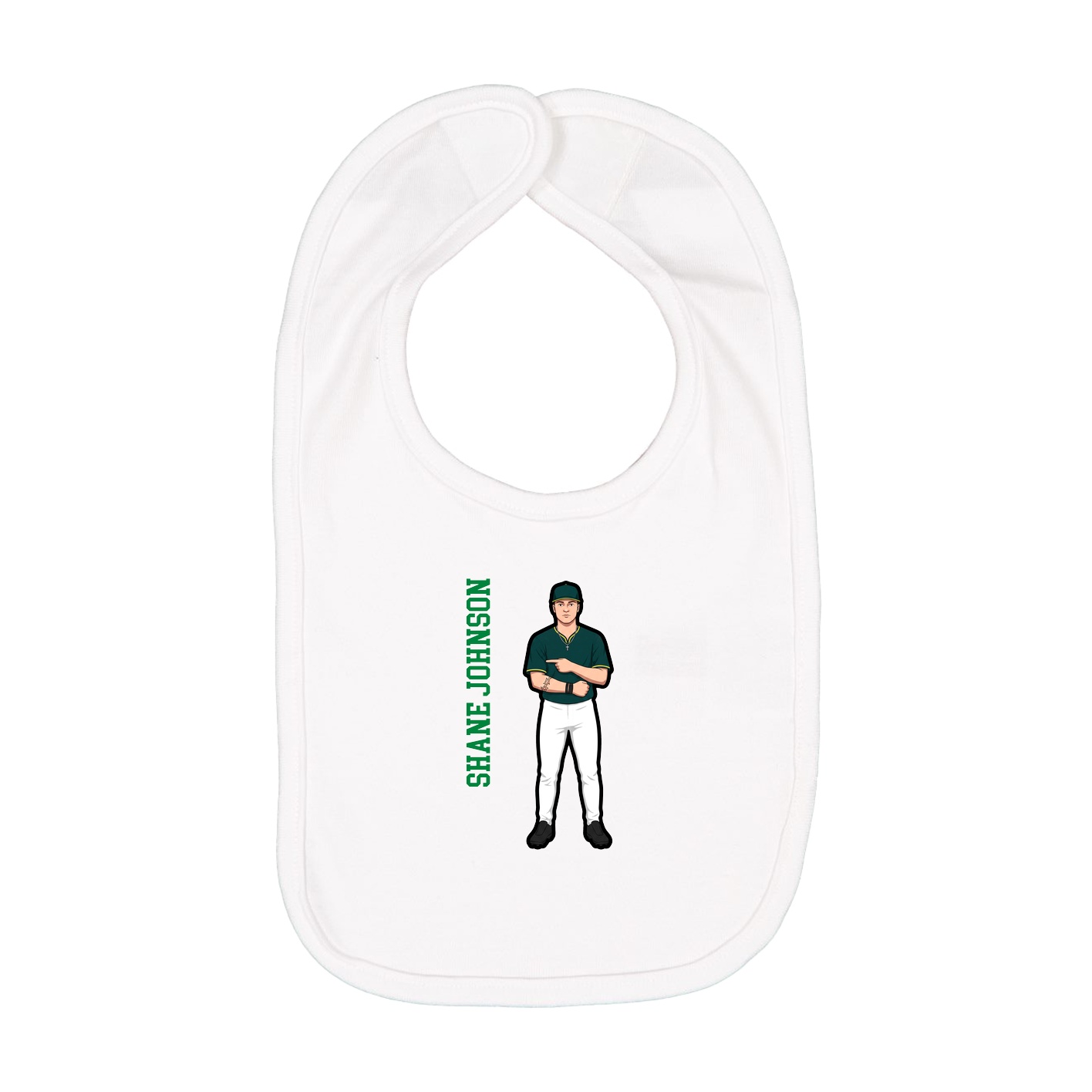 Infant Bib — Name Vertical in White
