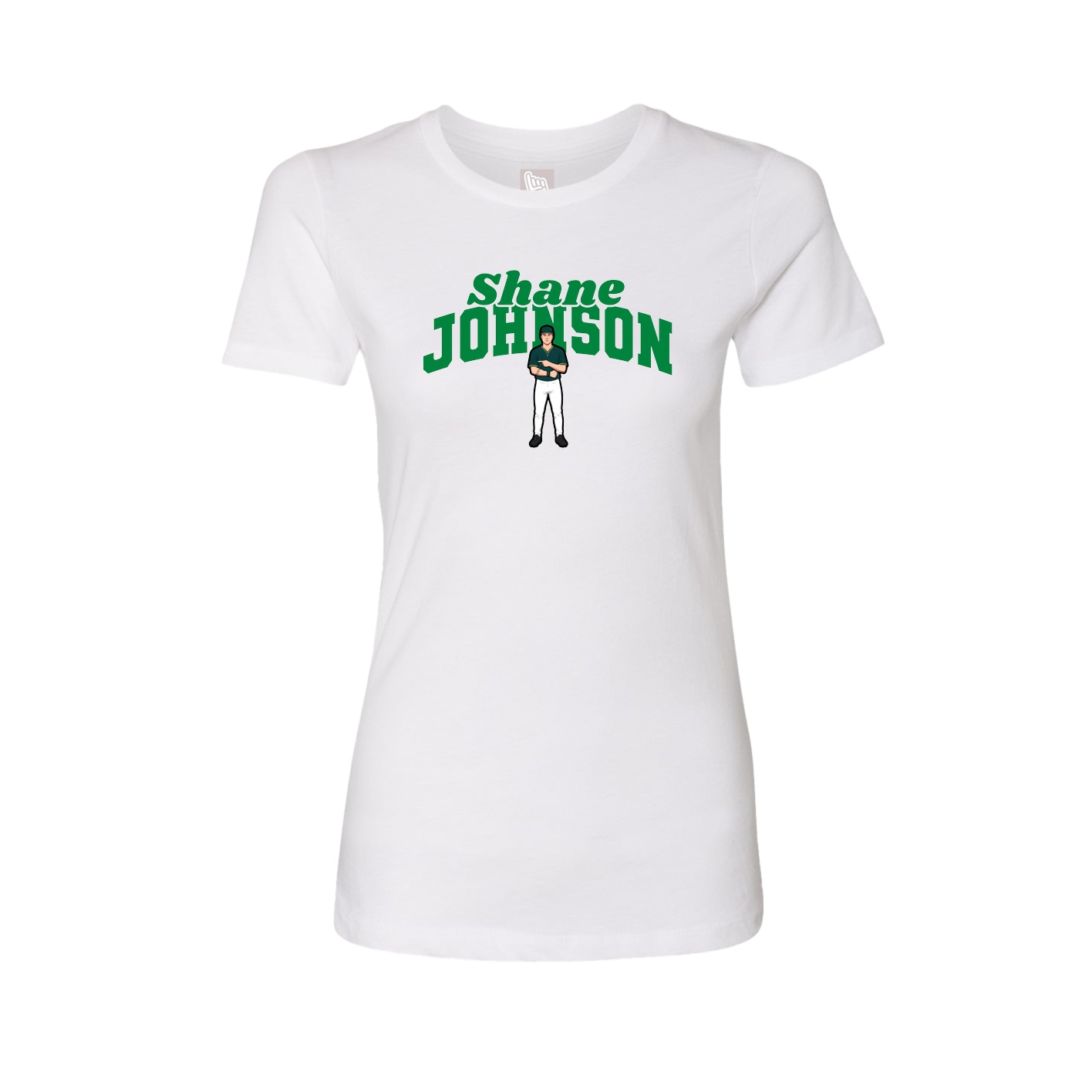 Fitted Women's Tee — Signature Arch in White