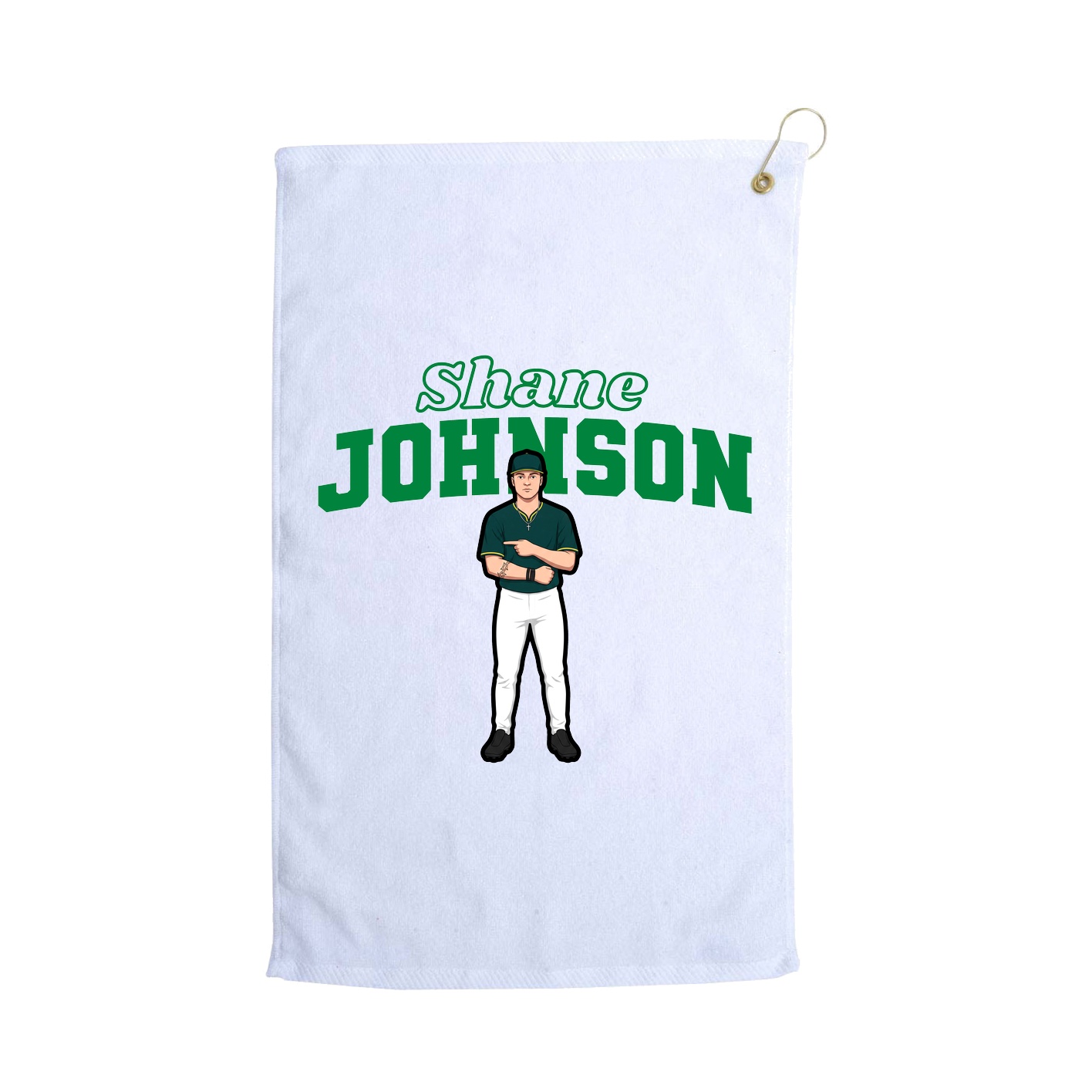 Golf Towel — Name Arch in White