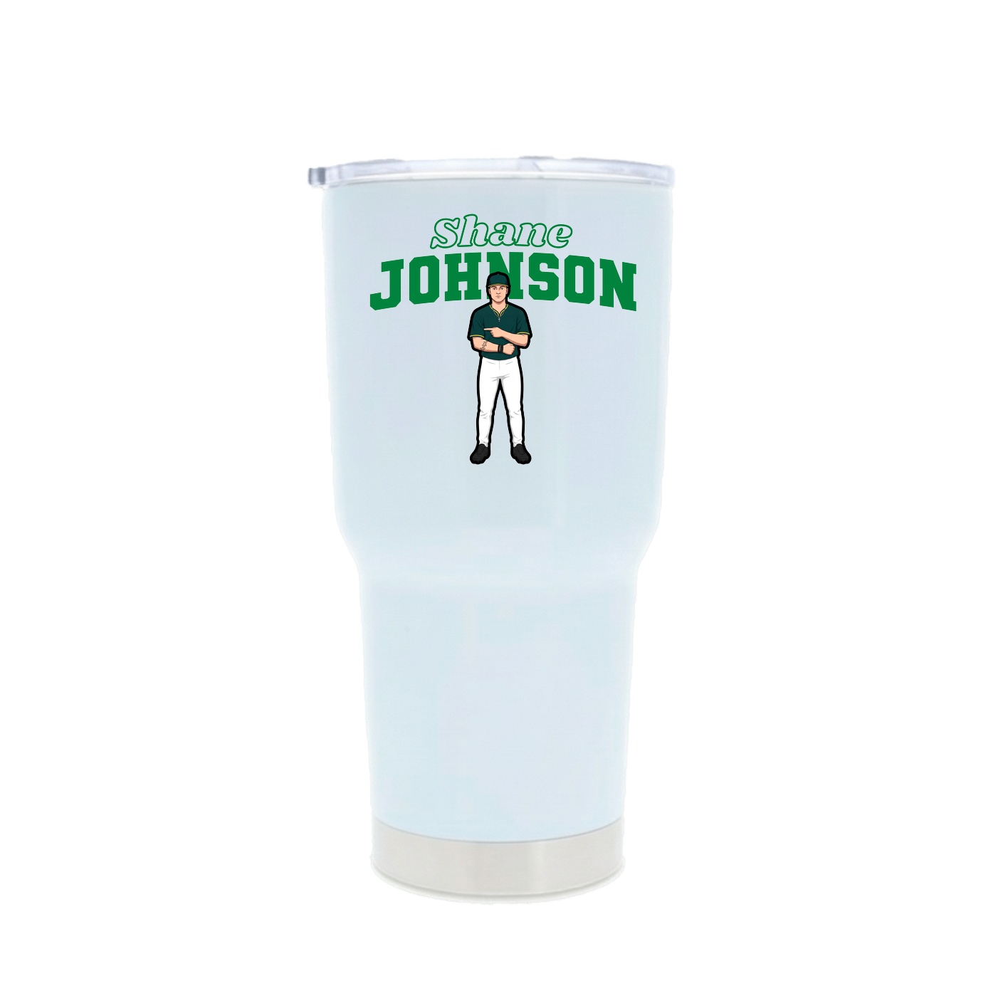 30oz Stainless Steel Tumbler — Name Arch in White