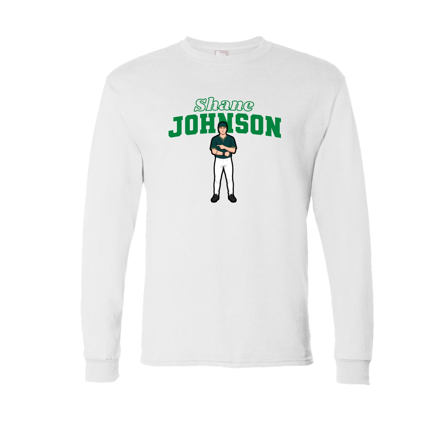 Long Sleeve Tee — Name Arch in White