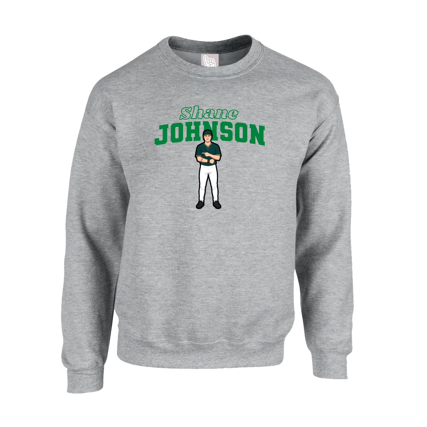Fleece Crew — Name Arch in Grey