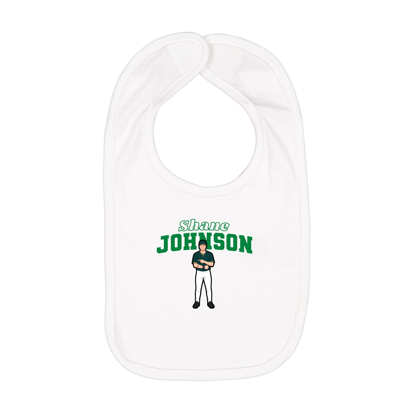 Infant Bib — Name Arch in White