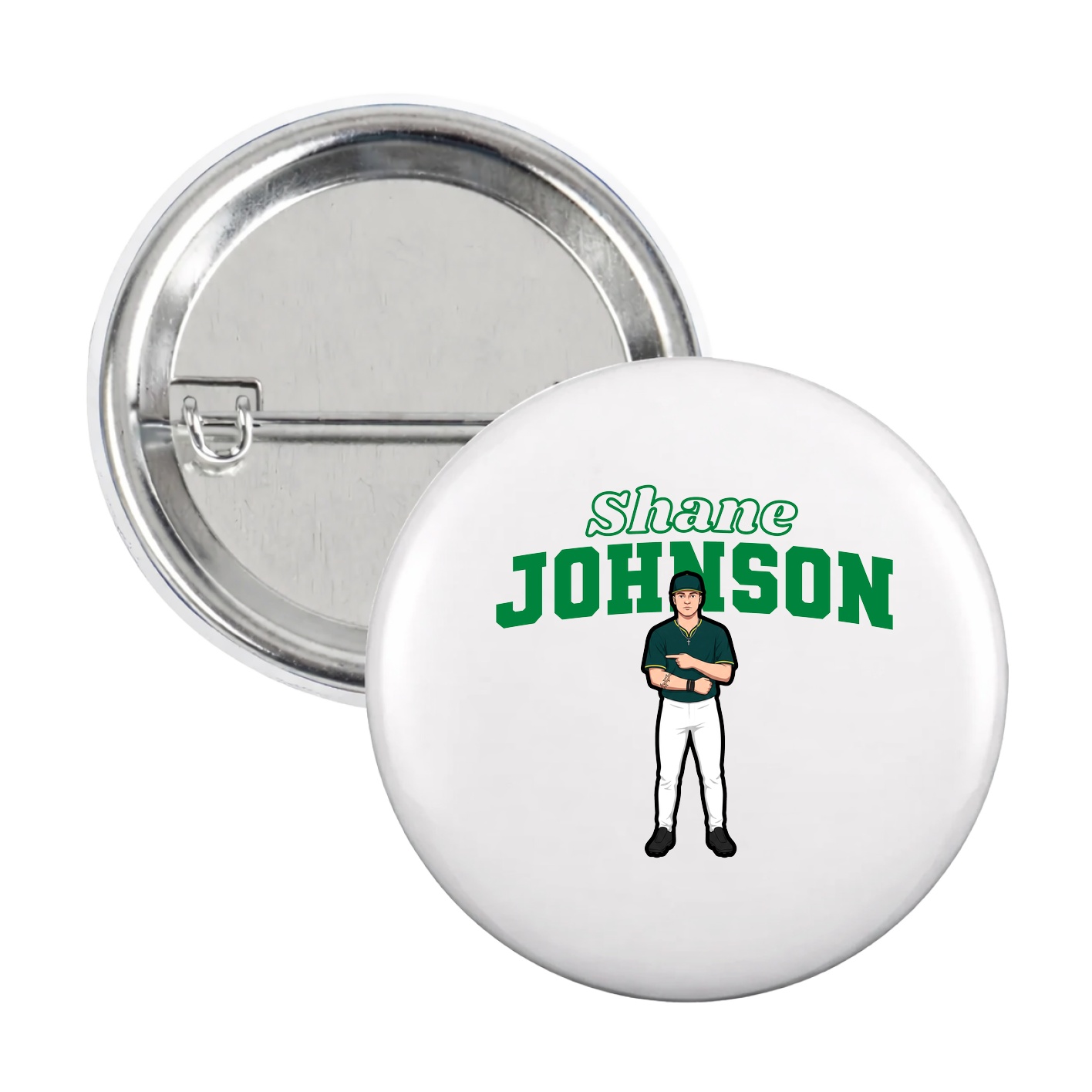 Game Day Button — Name Arch in White