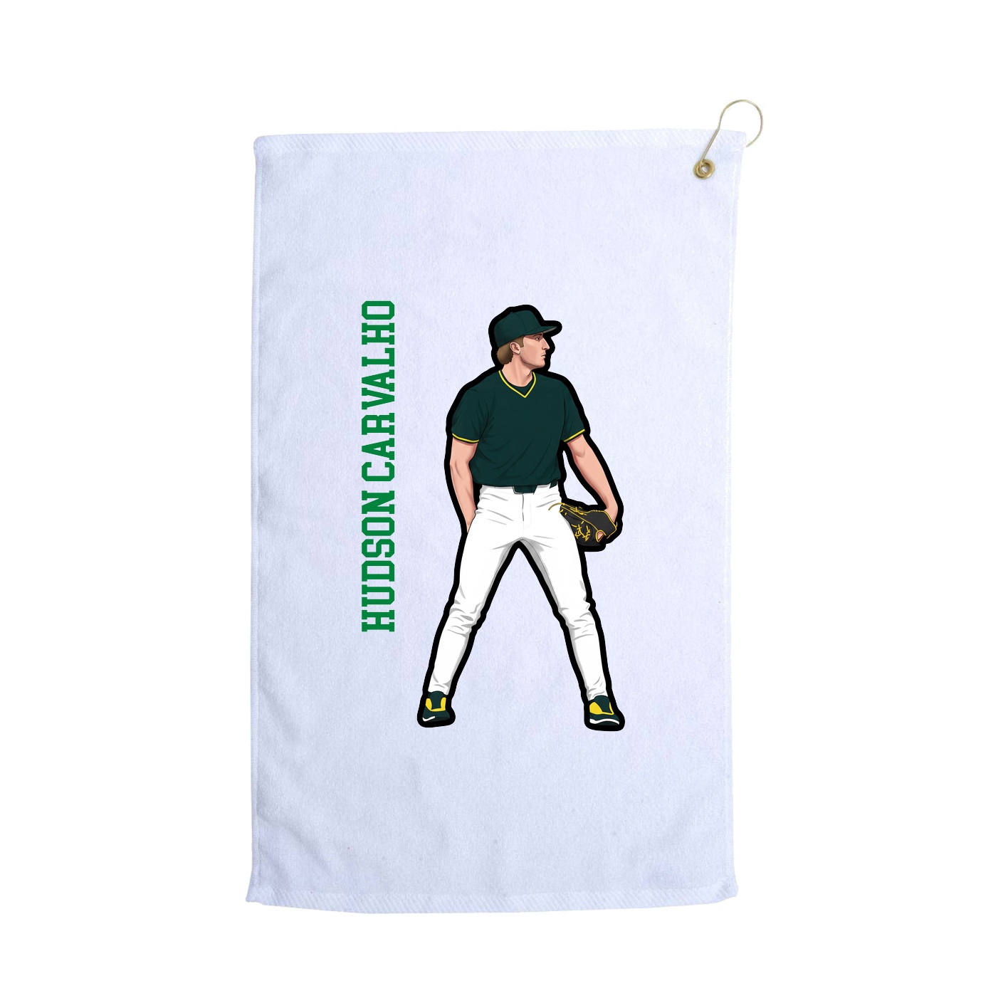 Golf Towel — Name Vertical in White