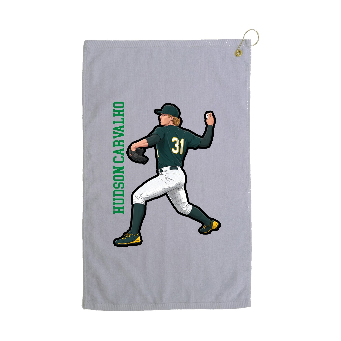 Golf Towel — Name Vertical in Grey
