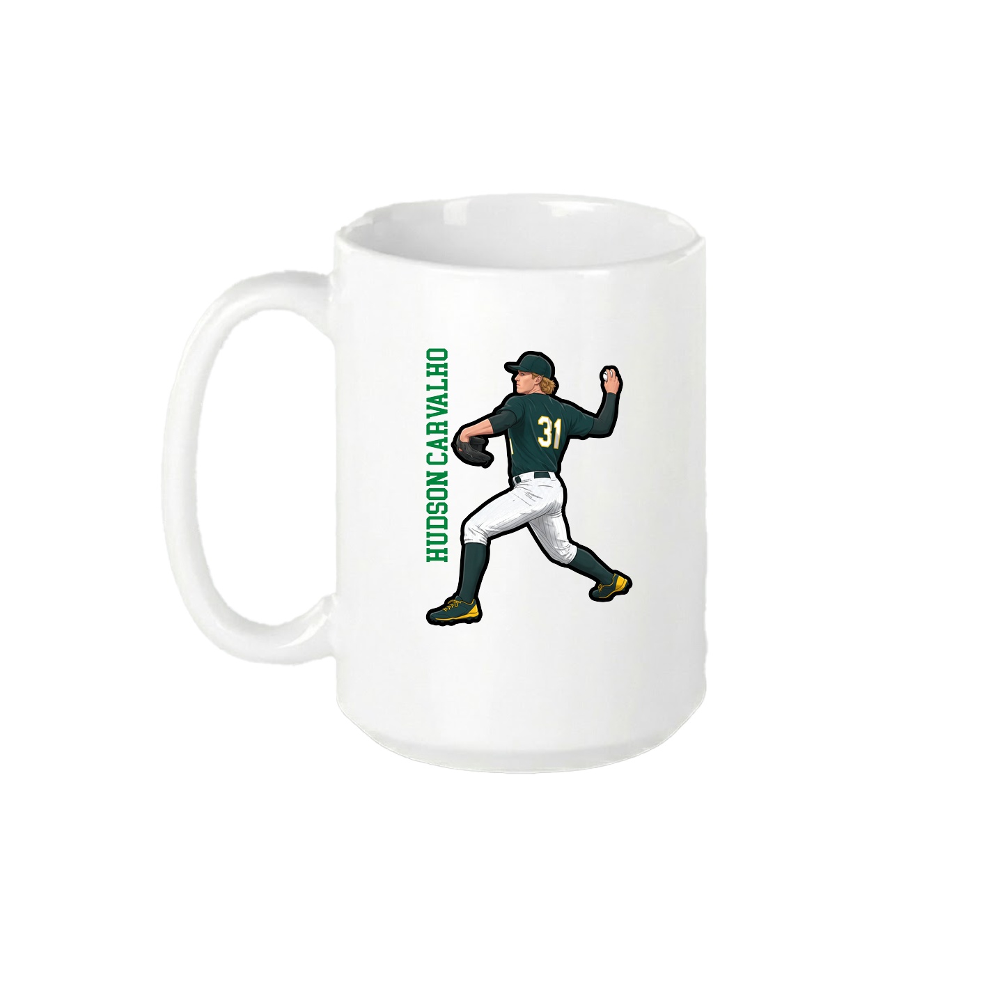 15oz Coffee Mug — Name Vertical in White