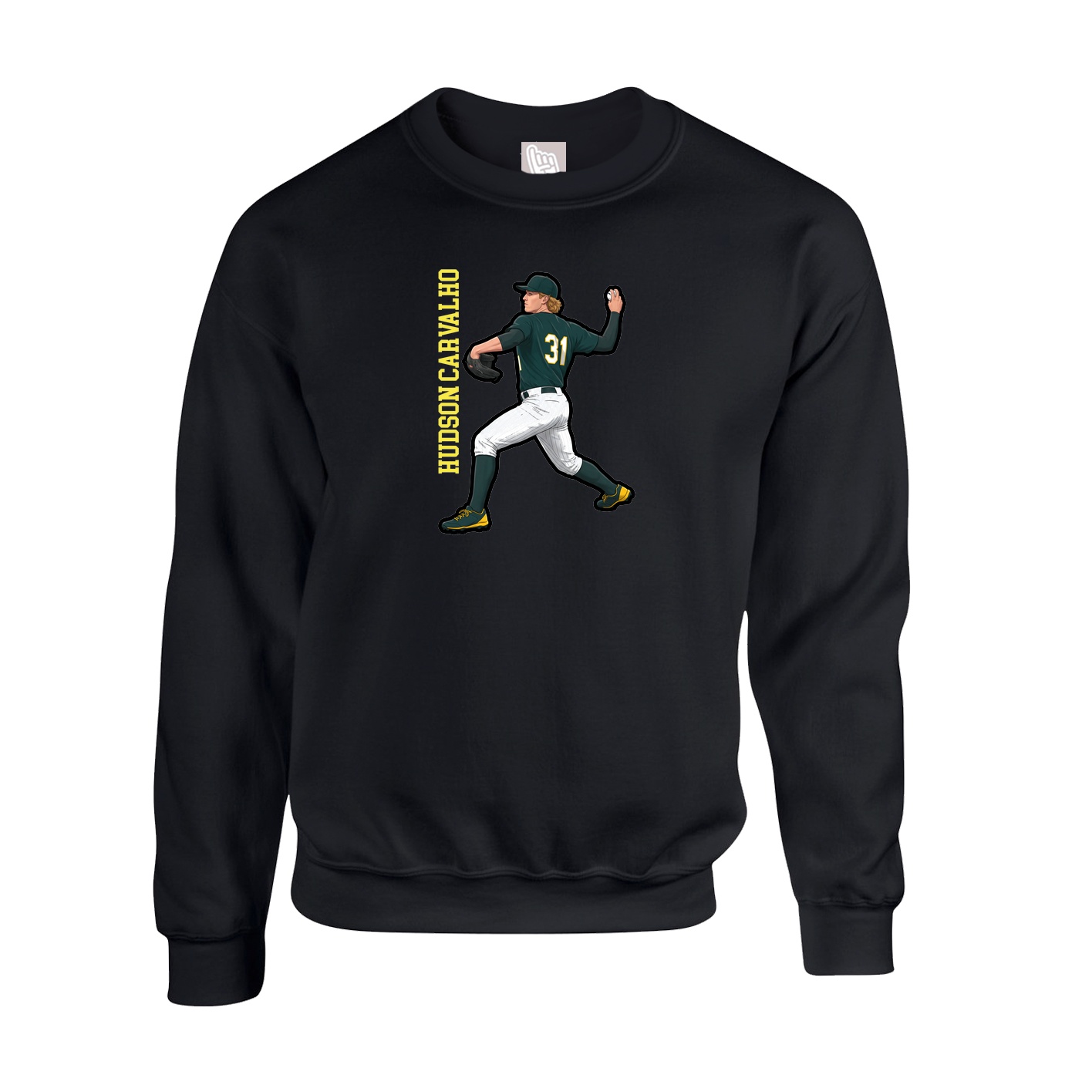 Fleece Crew — Name Vertical in Black