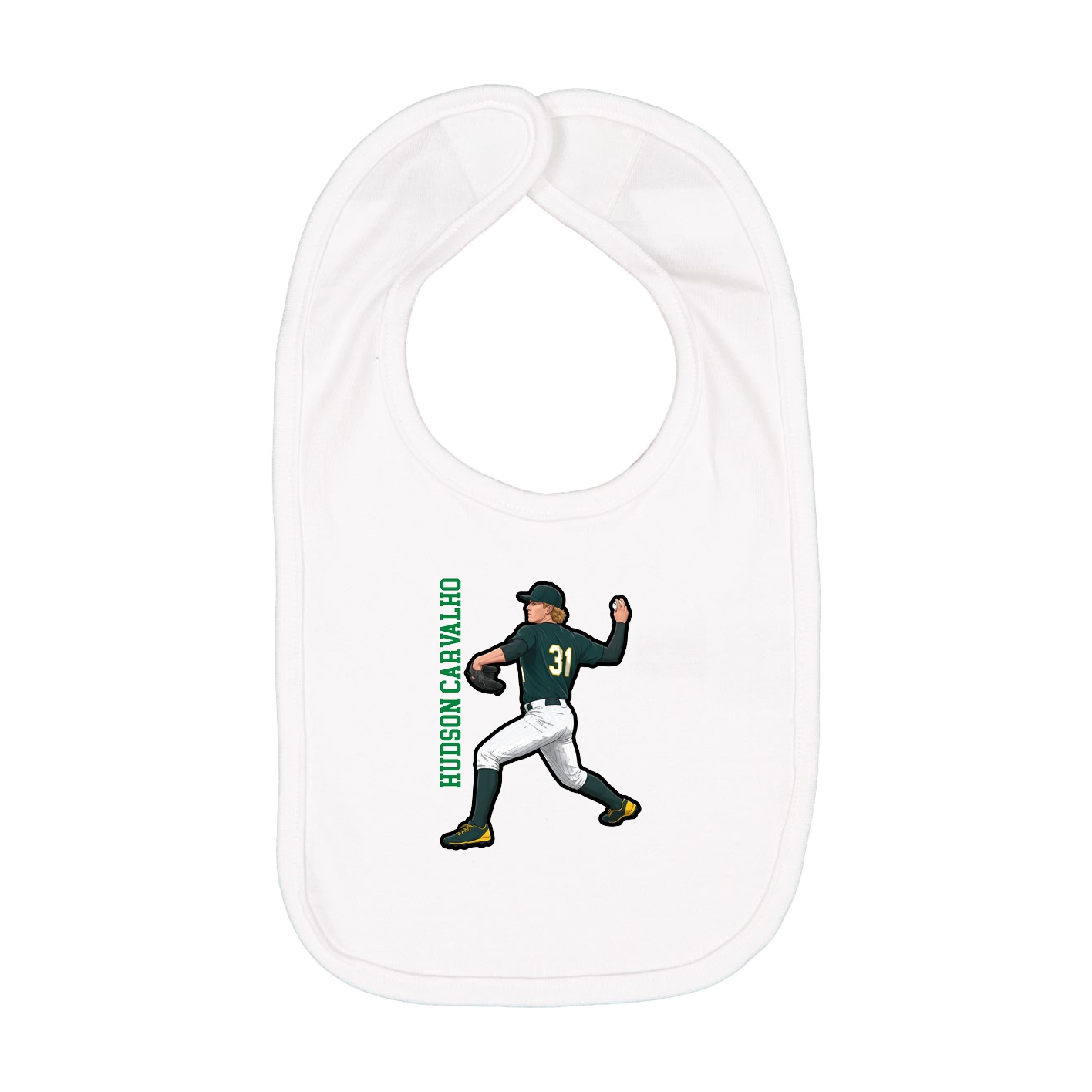 Infant Bib — Name Vertical in White
