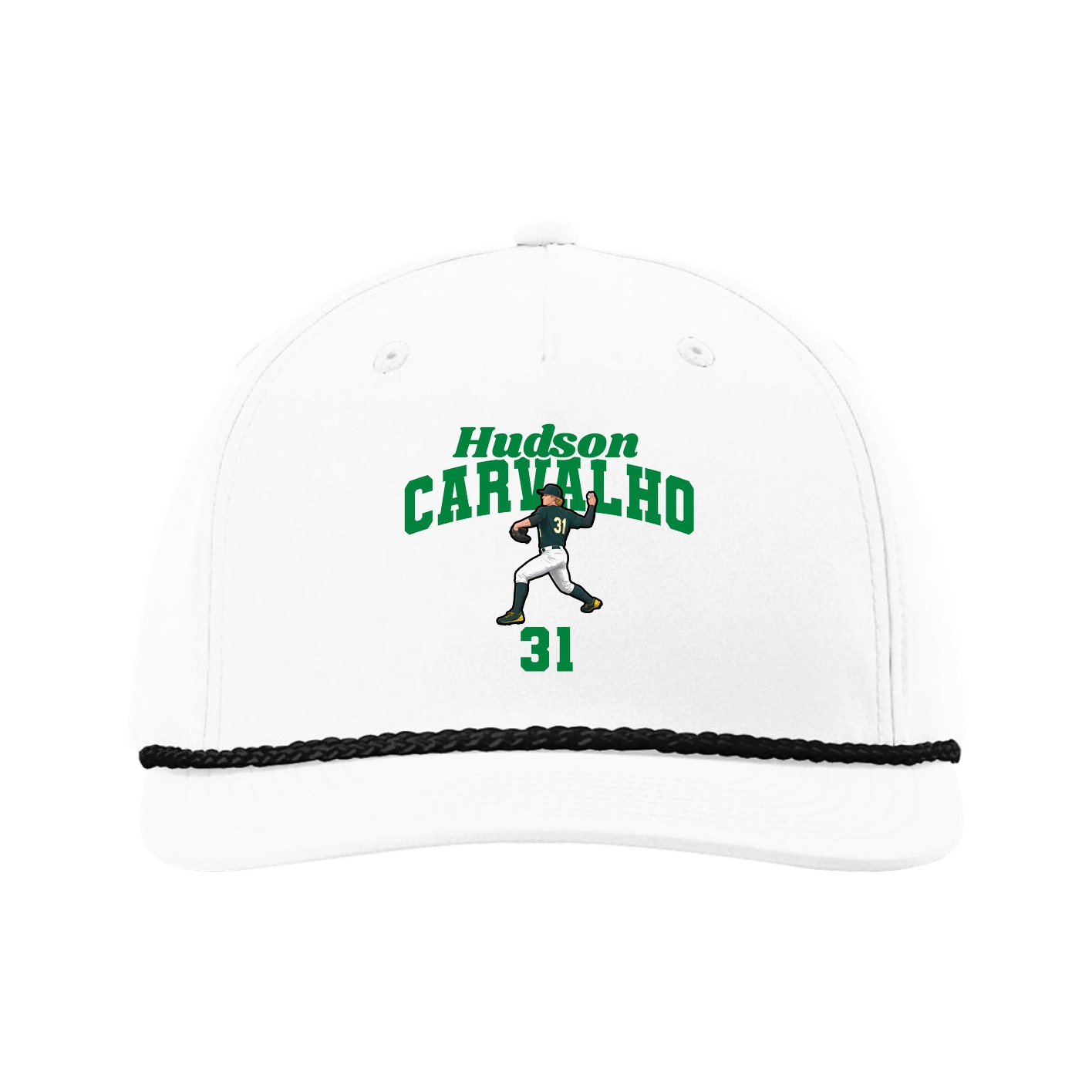 Five-Panel Classic Rope Cap — Signature Arch in White