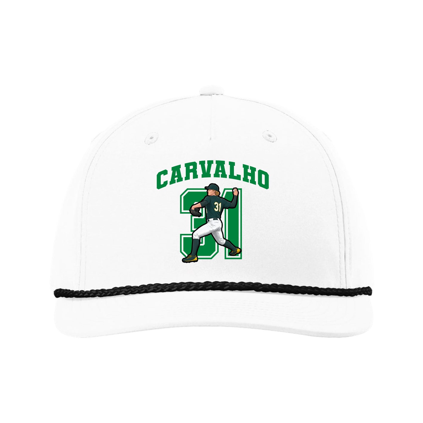 Five-Panel Classic Rope Cap — Number in White