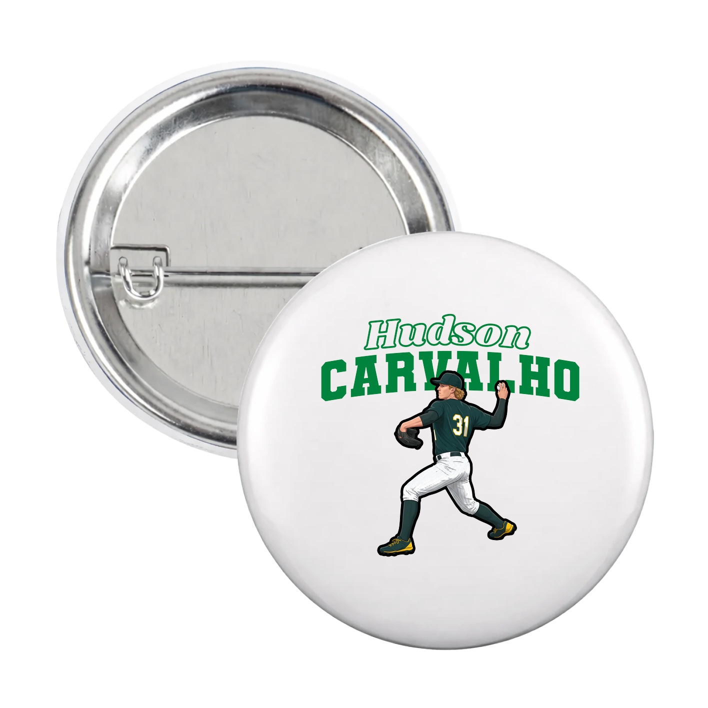 Game Day Button — Name Arch in White