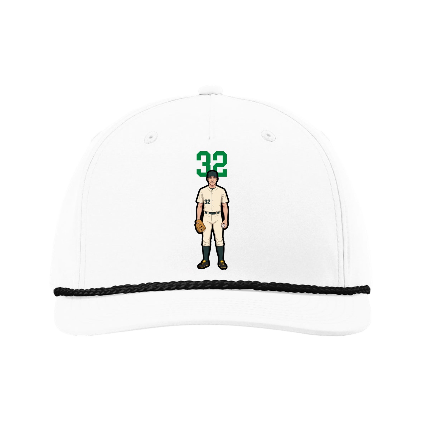 Five-Panel Classic Rope Cap — Number Top in White