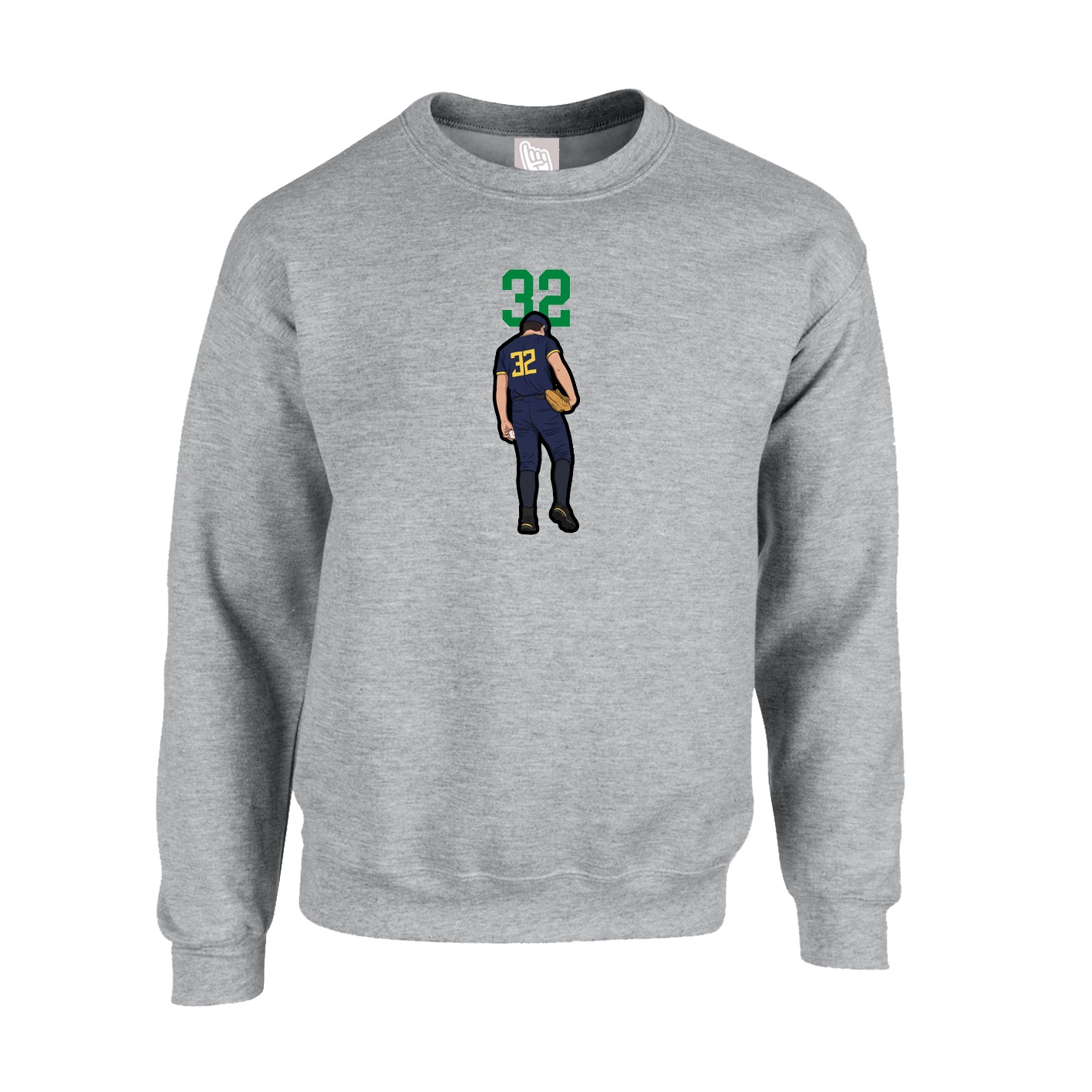 Fleece Crew — Number Top in Grey