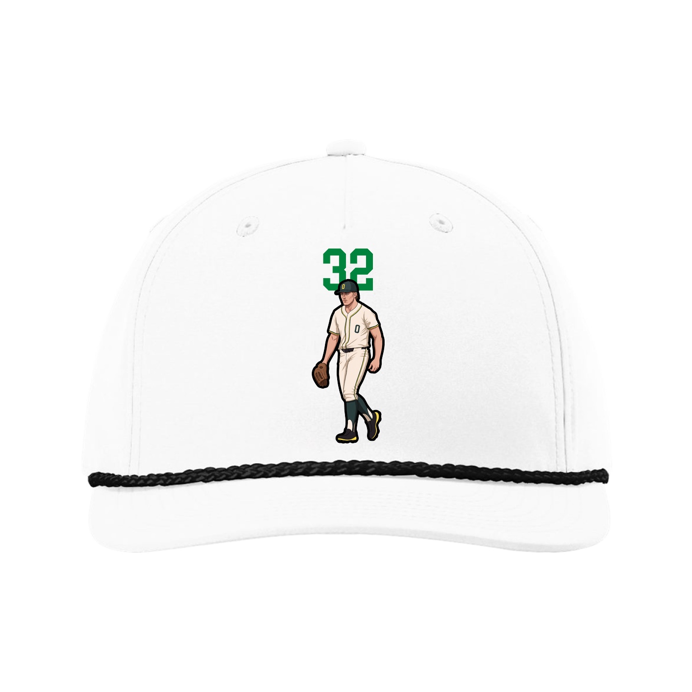 Five-Panel Classic Rope Cap — Number Top in White