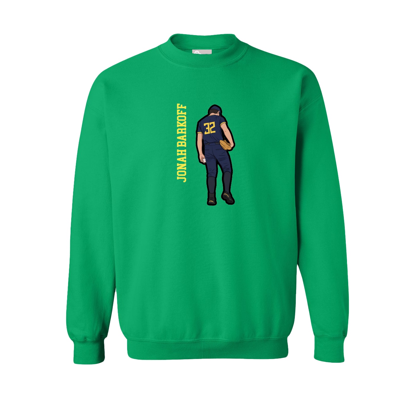 Fleece Crew — Name Vertical in Green