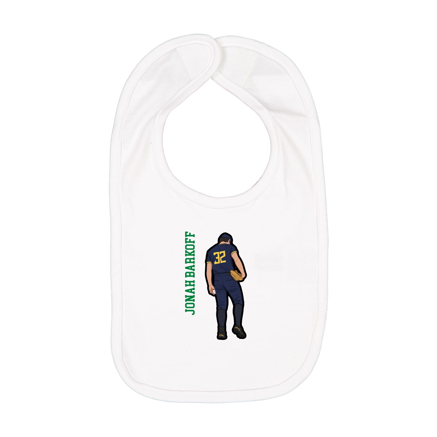 Infant Bib — Name Vertical in White