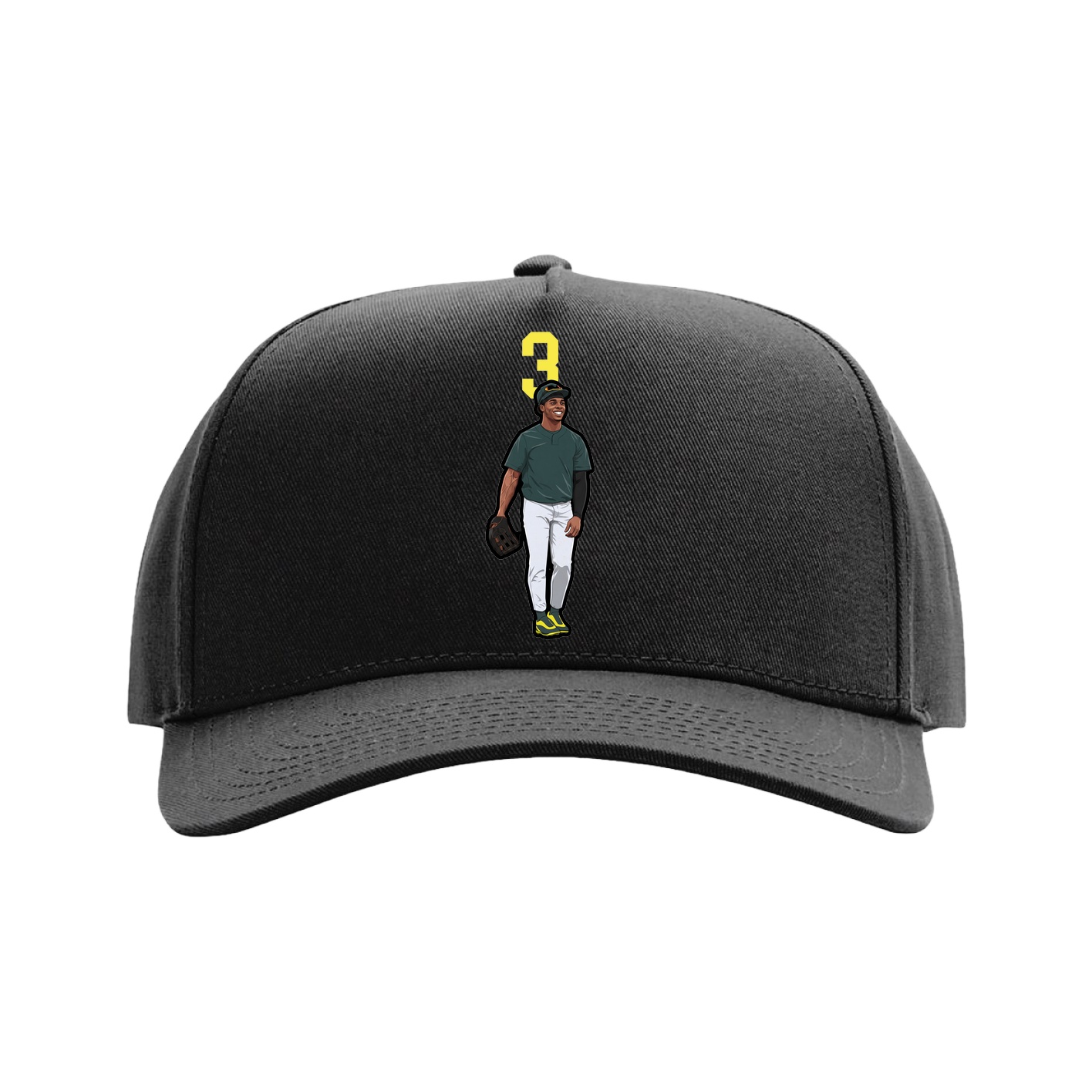Full Fabric Five-Panel Champ Cap — Number Top in Black