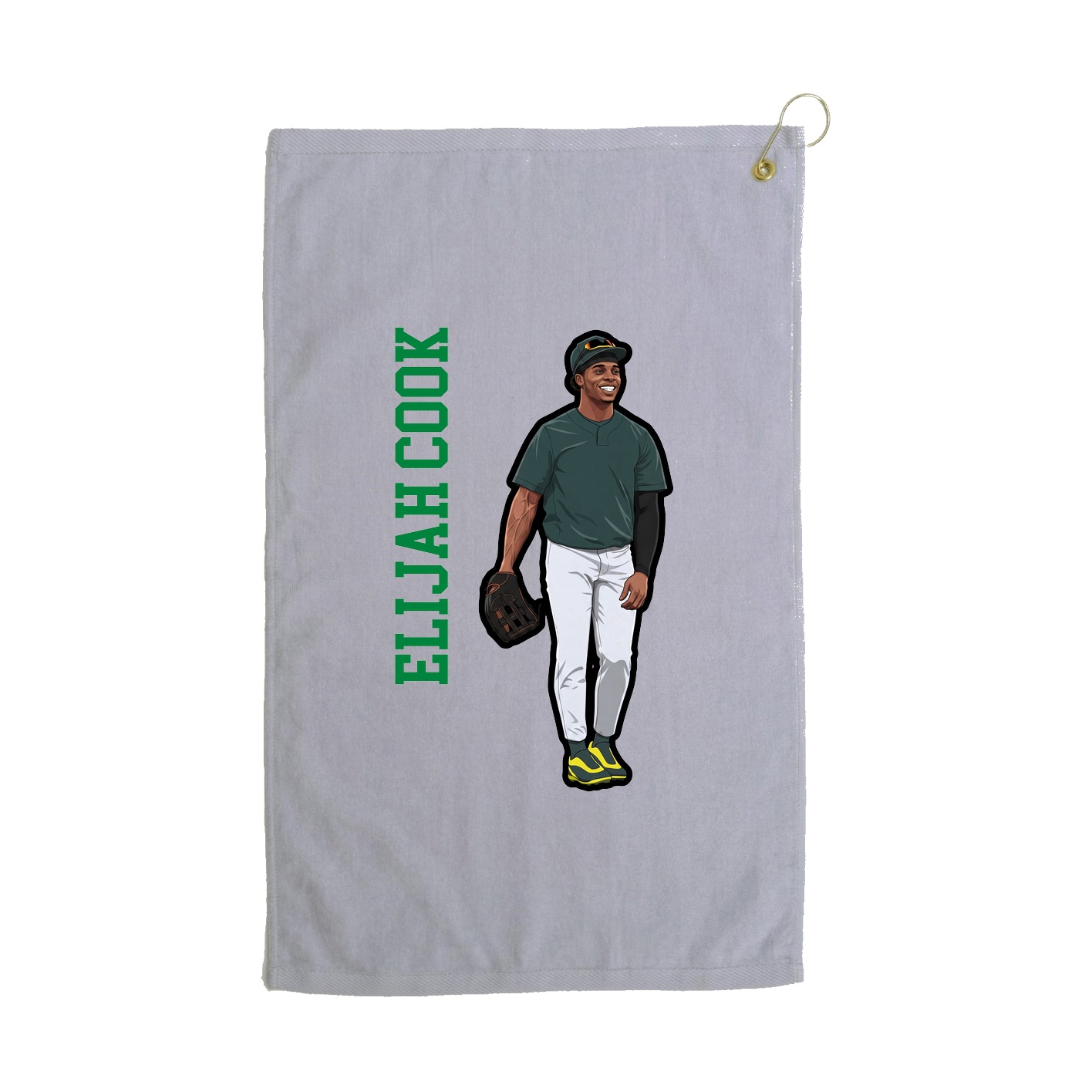 Golf Towel — Name Vertical in Grey