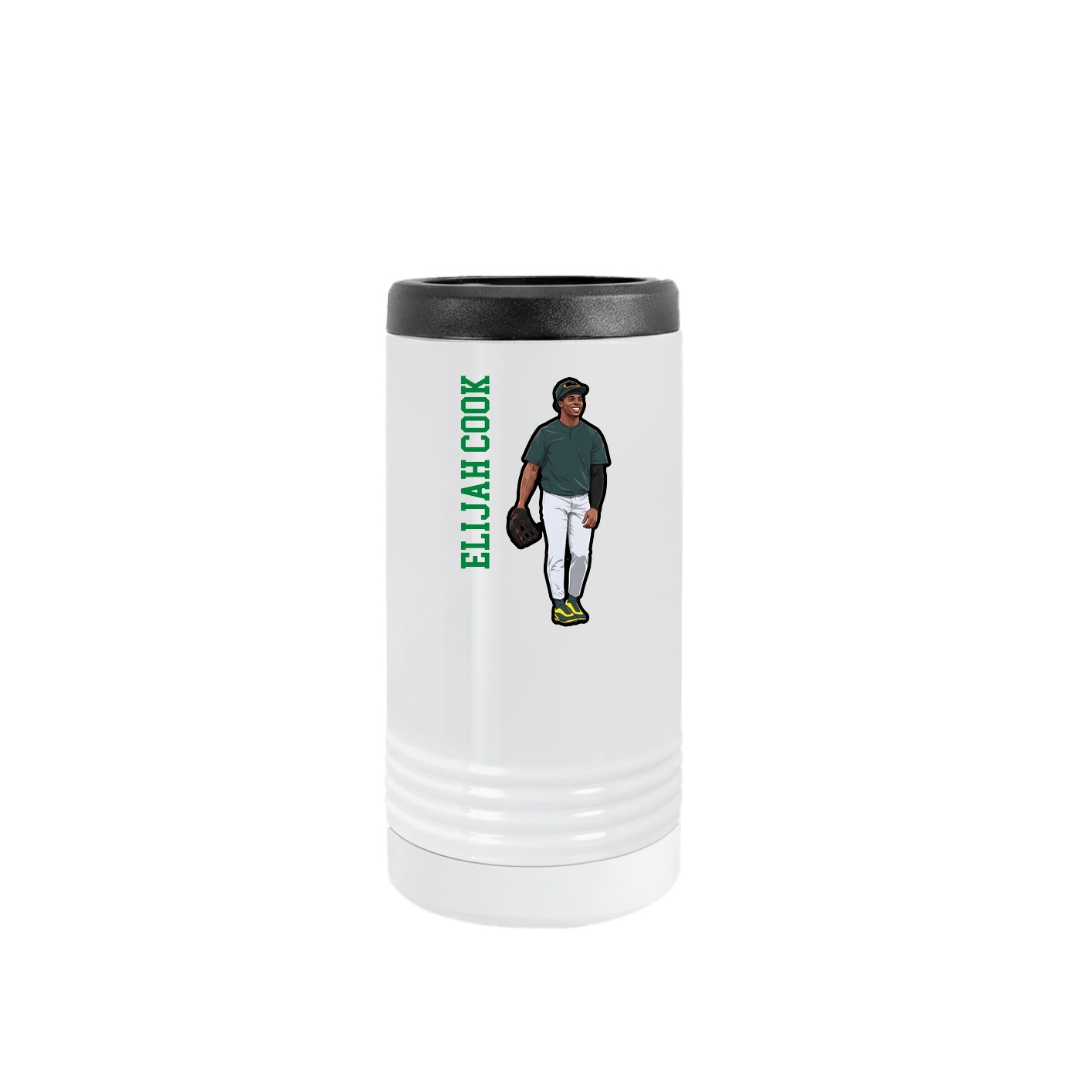 Slim Beverage Holder — Name Vertical in White