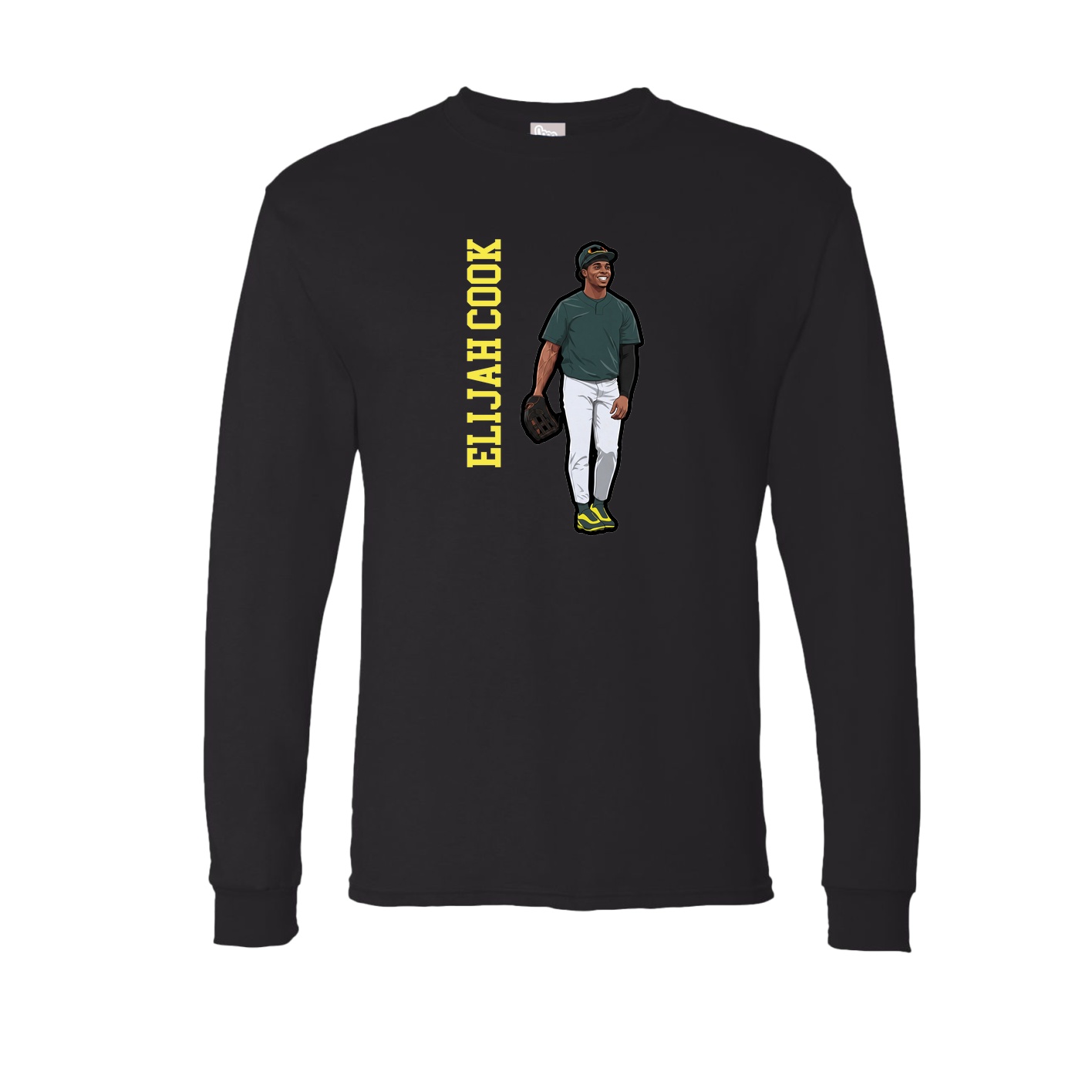 Long Sleeve Tee — Name Vertical in Black