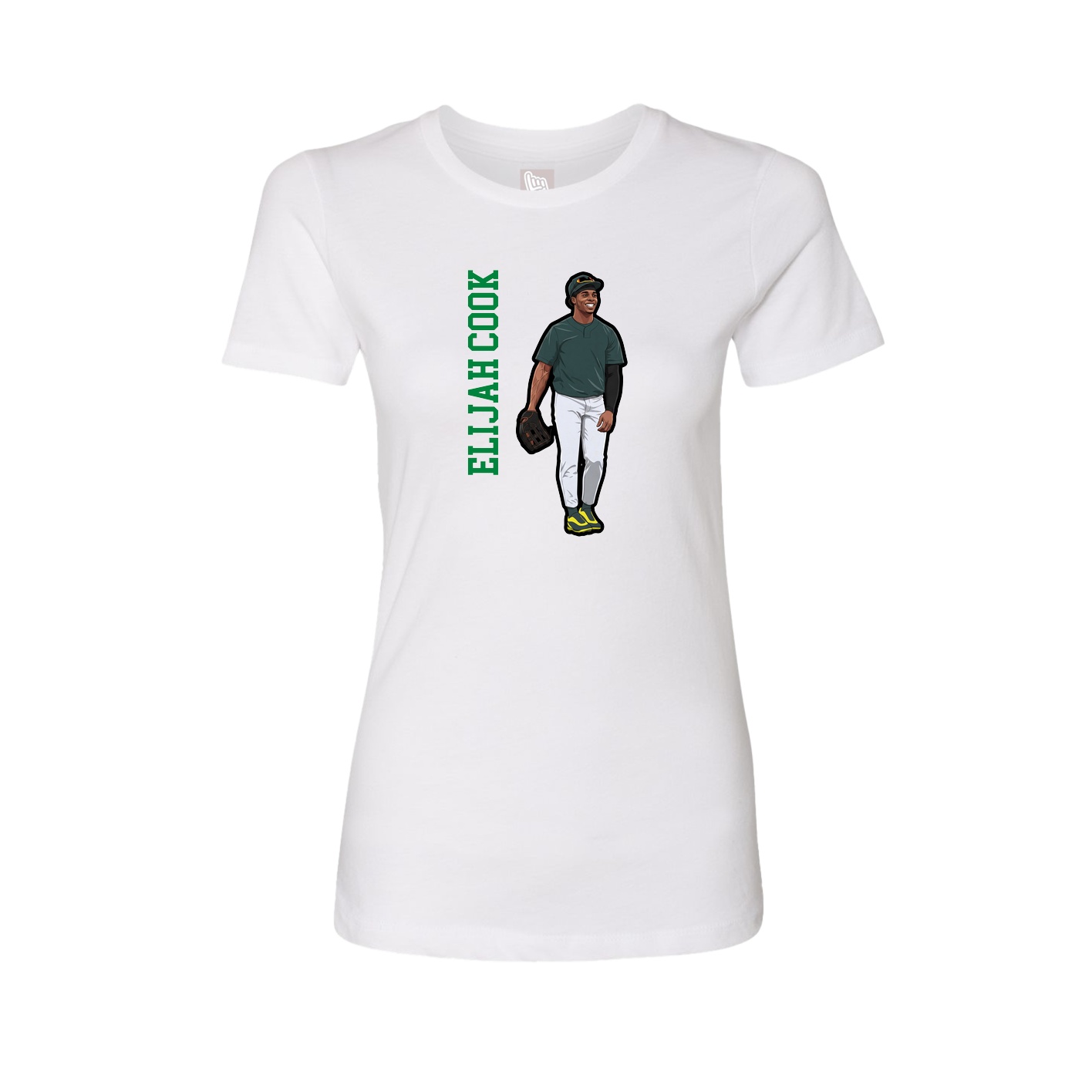 Womens Tee — Name Vertical in White