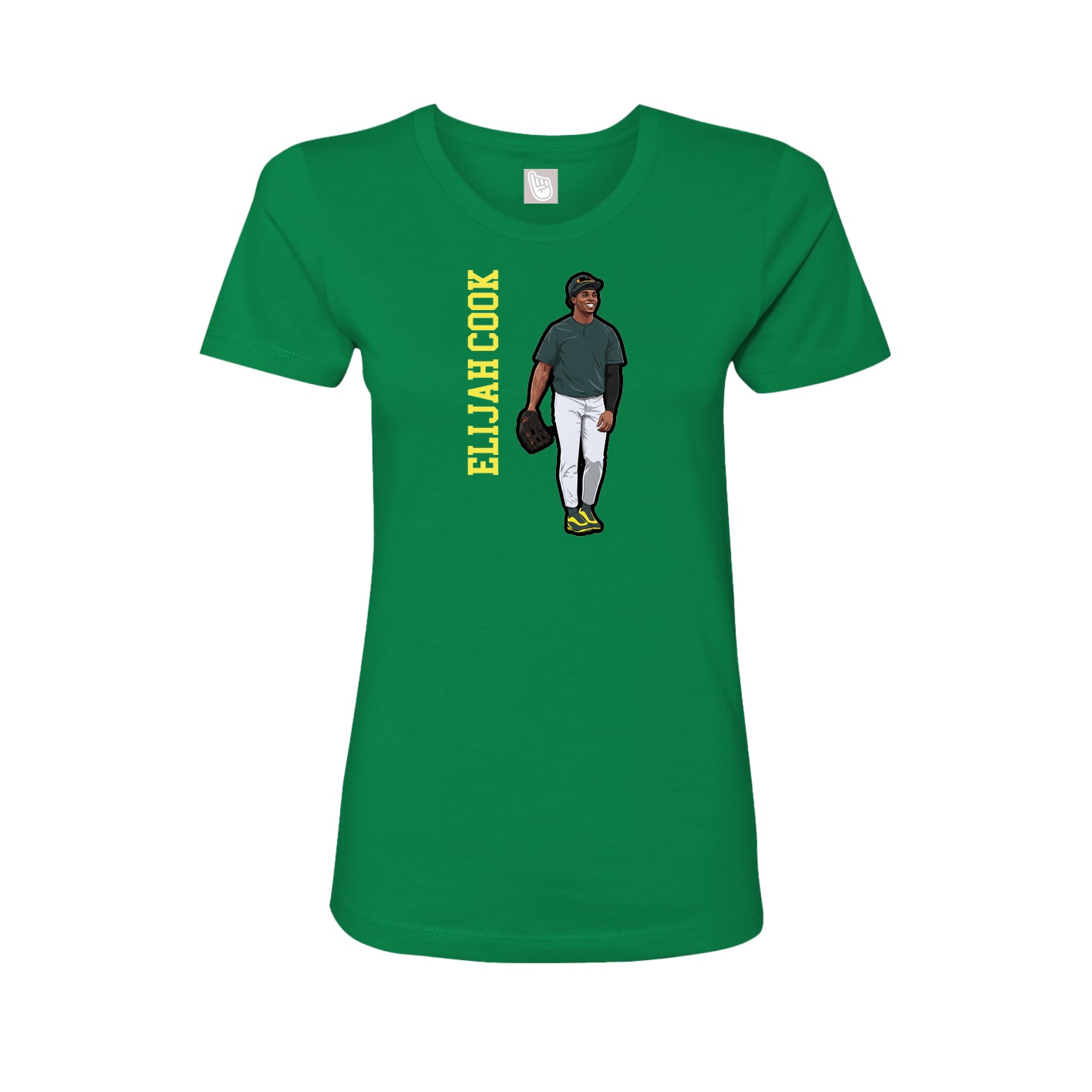 Fitted Women's Tee — Name Vertical in Green