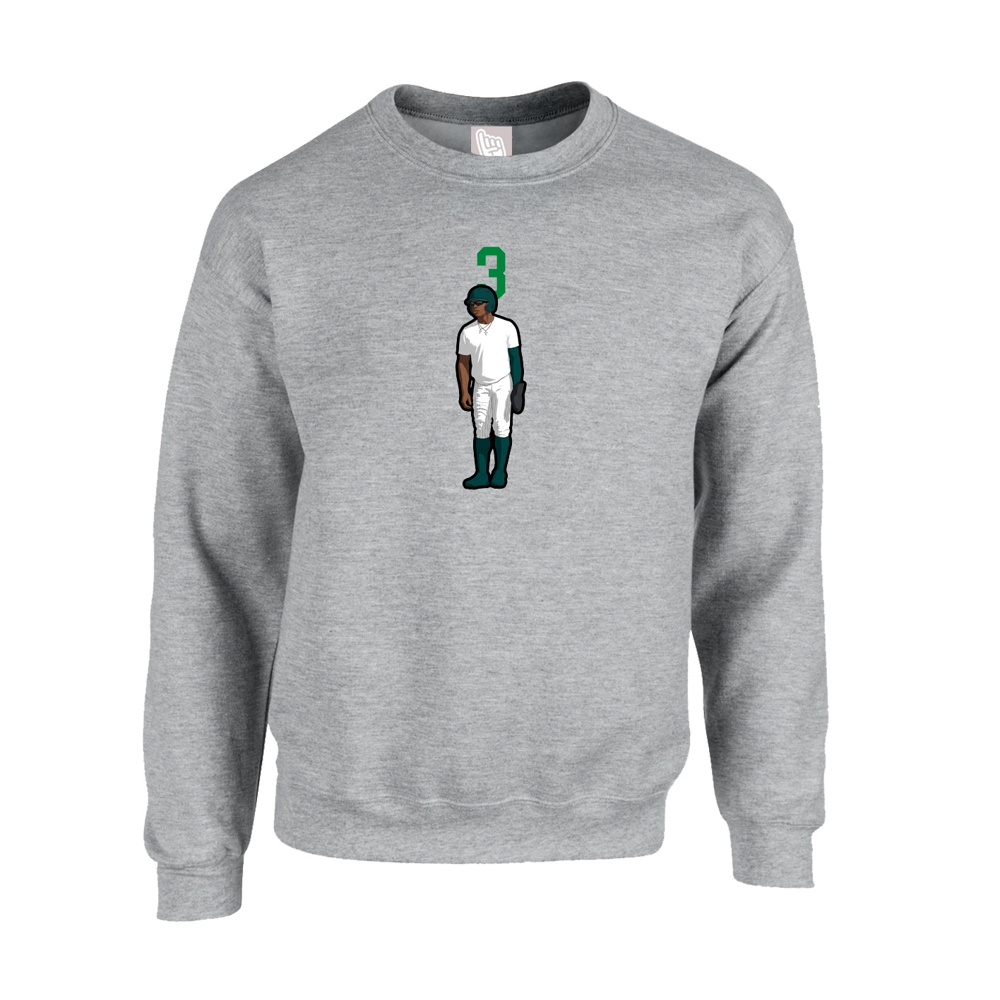 Fleece Crew — Number Top in Grey
