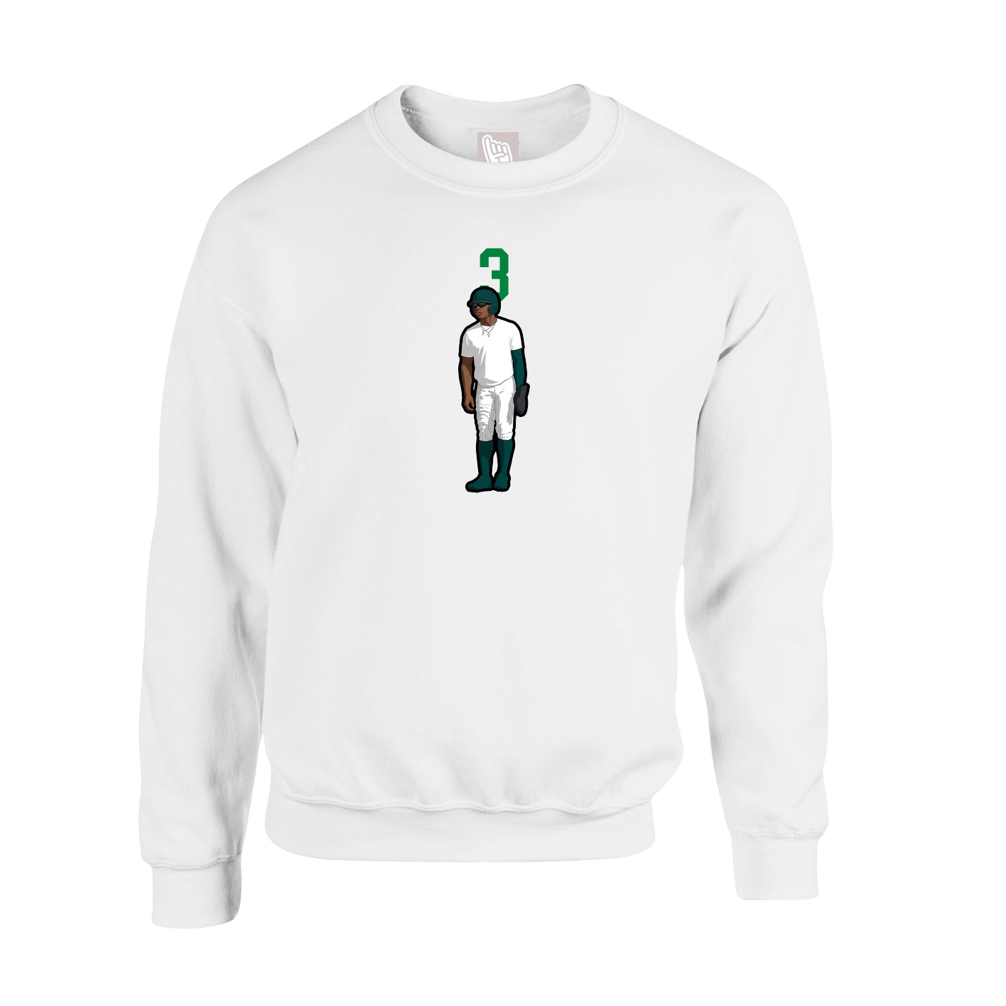 Fleece Crew — Number Top in White